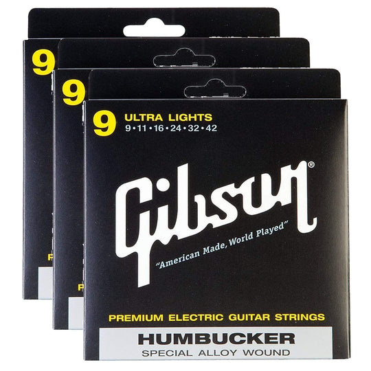 Gibson Gear Special Alloy Humbucker Electric Guitar Strings Ultra Light 9-42 (3 Pack Bundle) Accessories / Strings / Guitar Strings