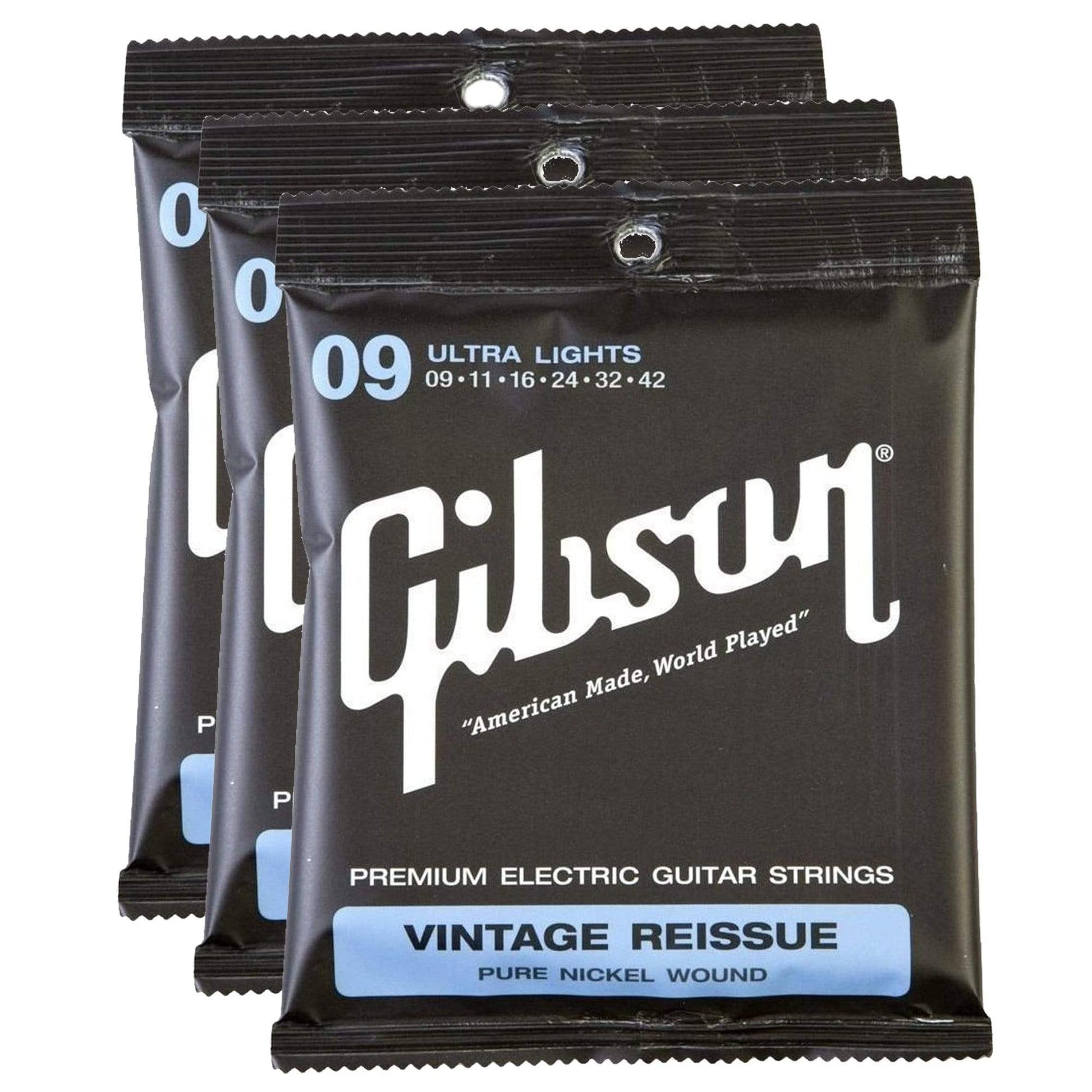 Gibson Vintage Reissue Electric Strings 9-42 (3 Pack Bundle) Accessories / Strings / Guitar Strings