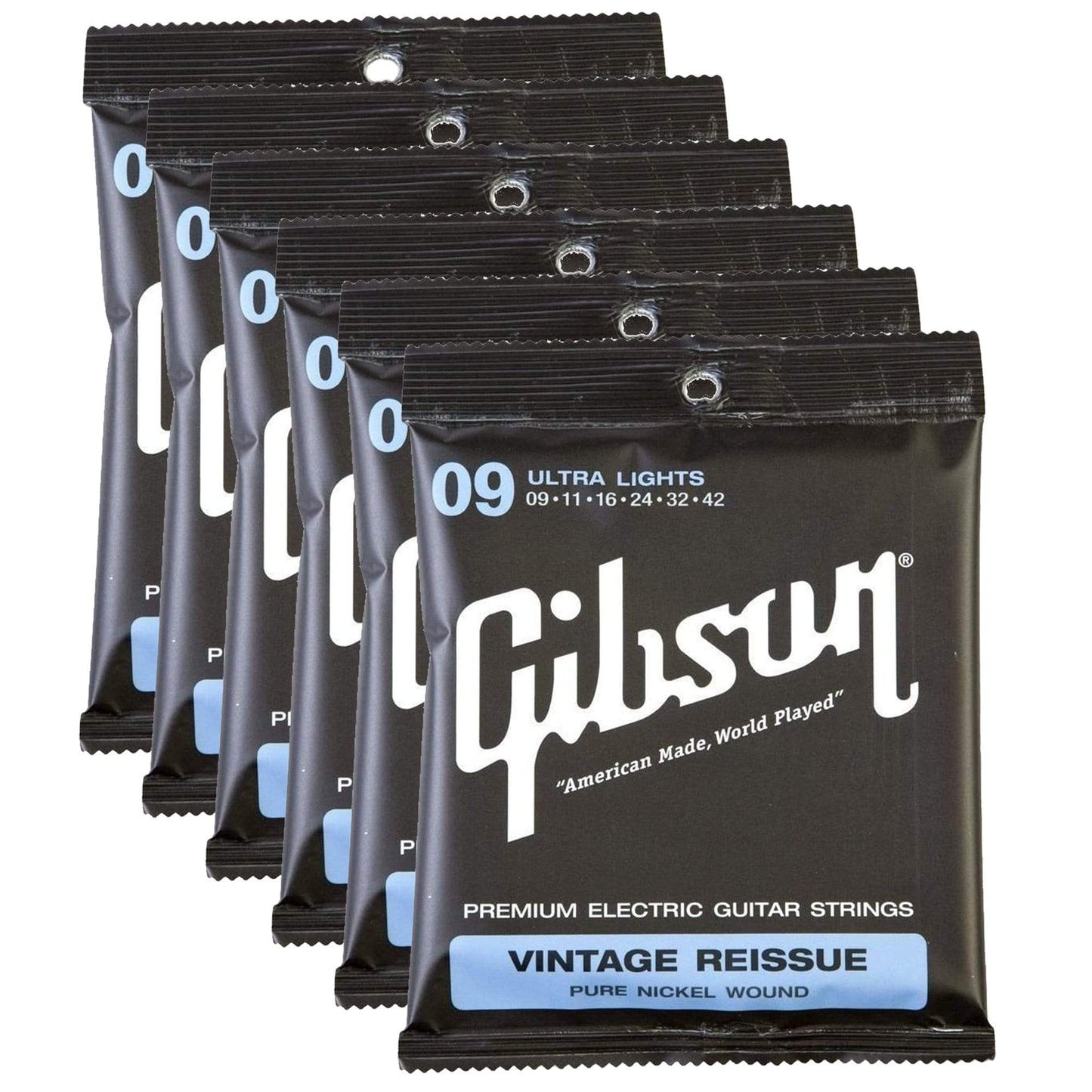 Gibson Vintage Reissue Electric Strings 9-42 (6 Pack Bundle) Accessories / Strings / Guitar Strings