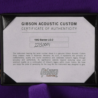 Gibson Custom Shop Historic 1942 Banner LG-2 Sunburst 2020 Acoustic Guitars / Concert