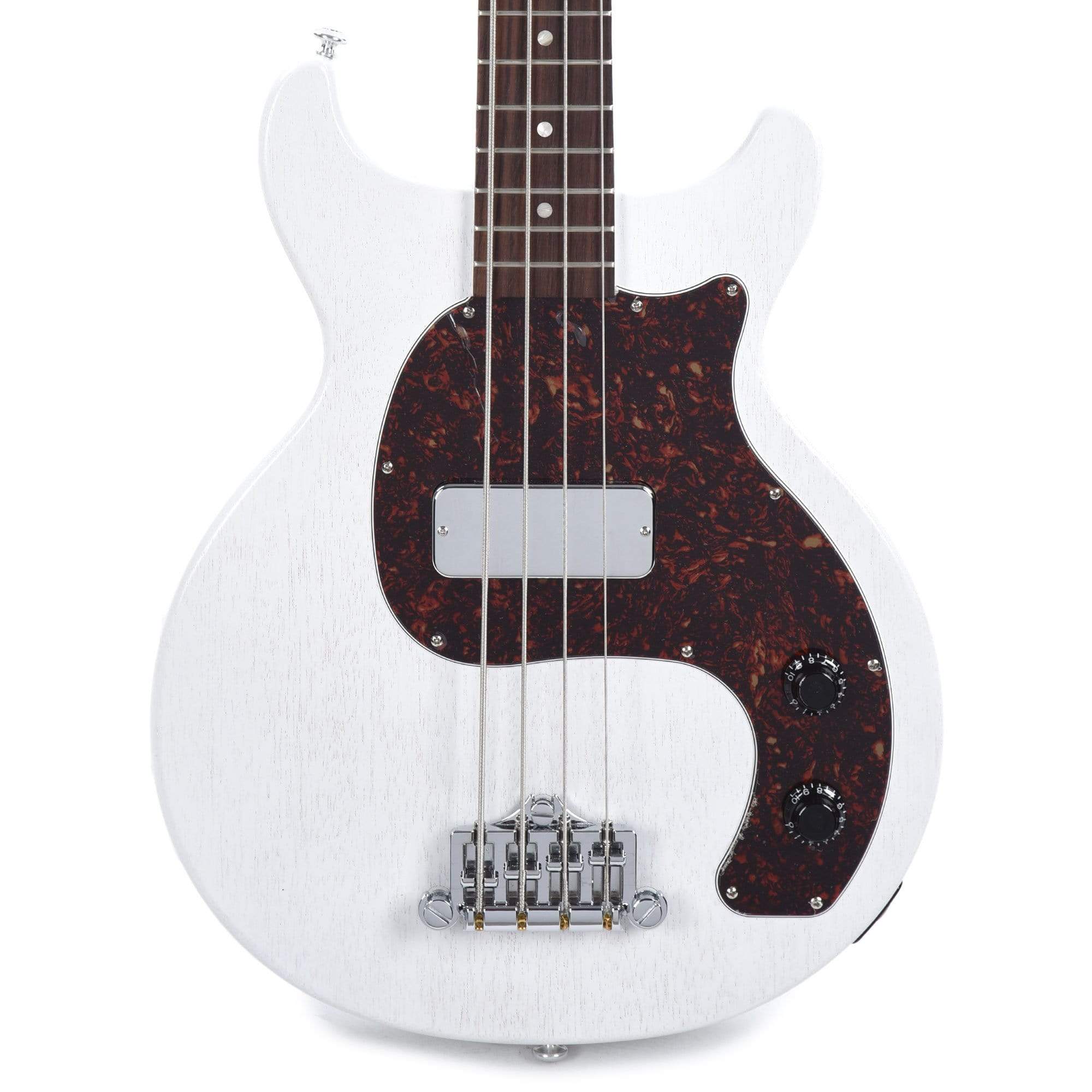 Gibson USA Les Paul Junior DC Bass Worn White w/Tortoise Pickguard & Chrome Cover Bass Guitars / 4-String