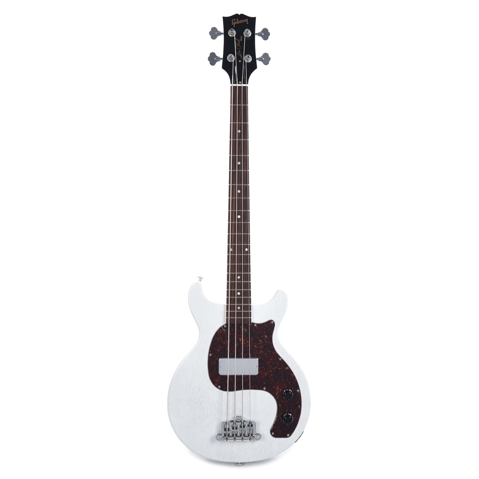 Gibson USA Les Paul Junior DC Bass Worn White w/Tortoise Pickguard & Chrome Cover Bass Guitars / 4-String