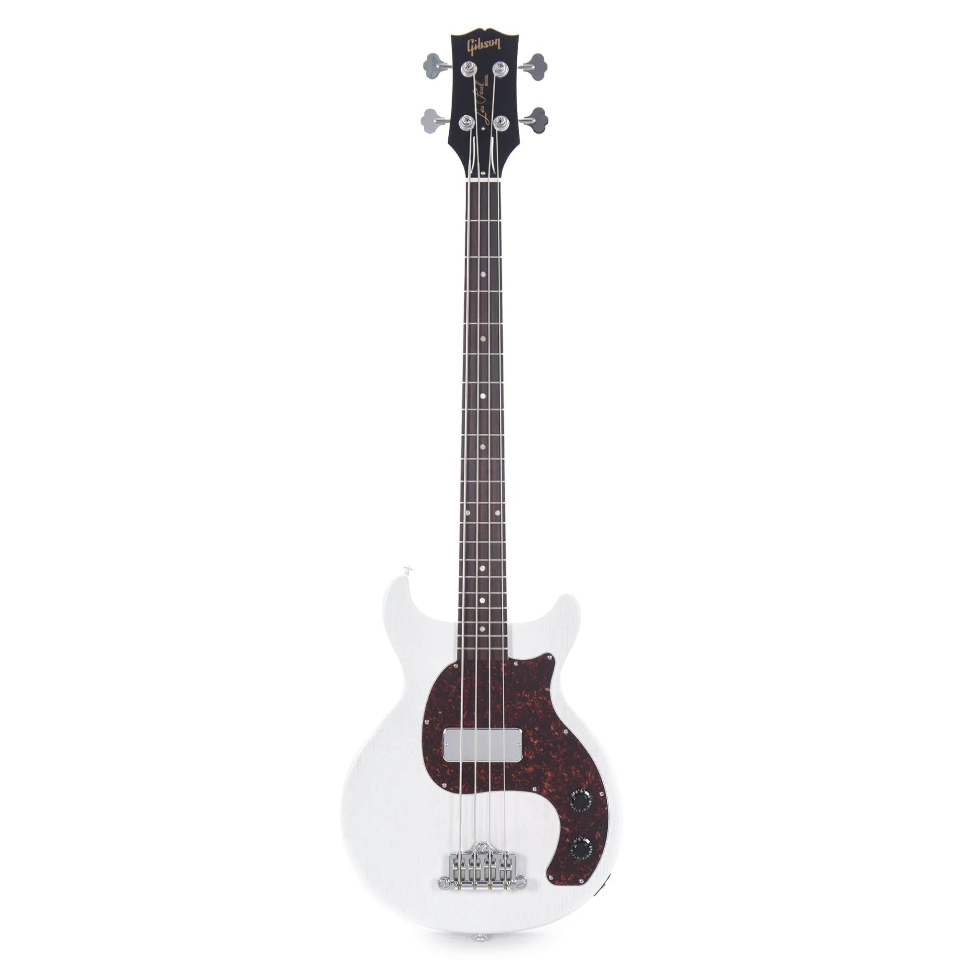 Gibson USA Les Paul Junior DC Bass Worn White w/Tortoise Pickguard & Chrome Cover Bass Guitars / 4-String