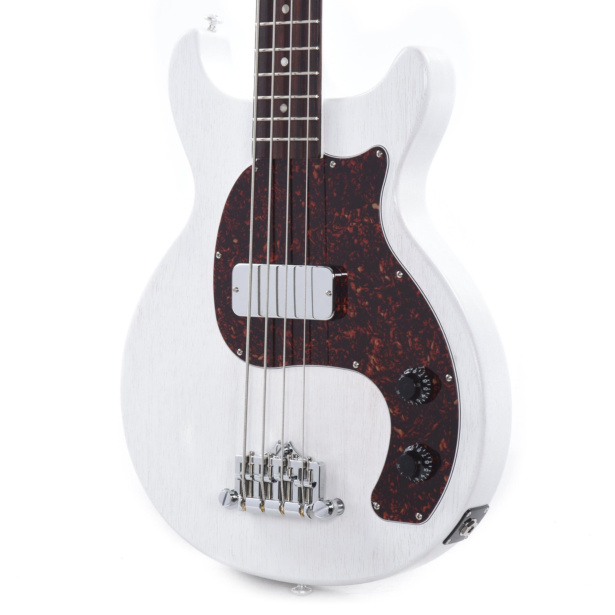 Gibson USA Les Paul Junior DC Bass Worn White w/Tortoise Pickguard & Chrome Cover Bass Guitars / 4-String