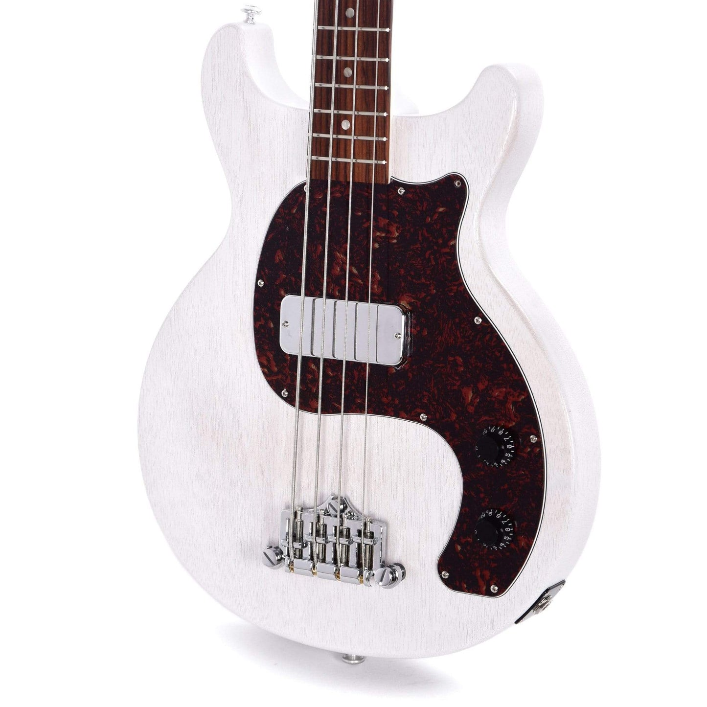 Gibson USA Les Paul Junior DC Bass Worn White w/Tortoise Pickguard & Chrome Cover Bass Guitars / 4-String