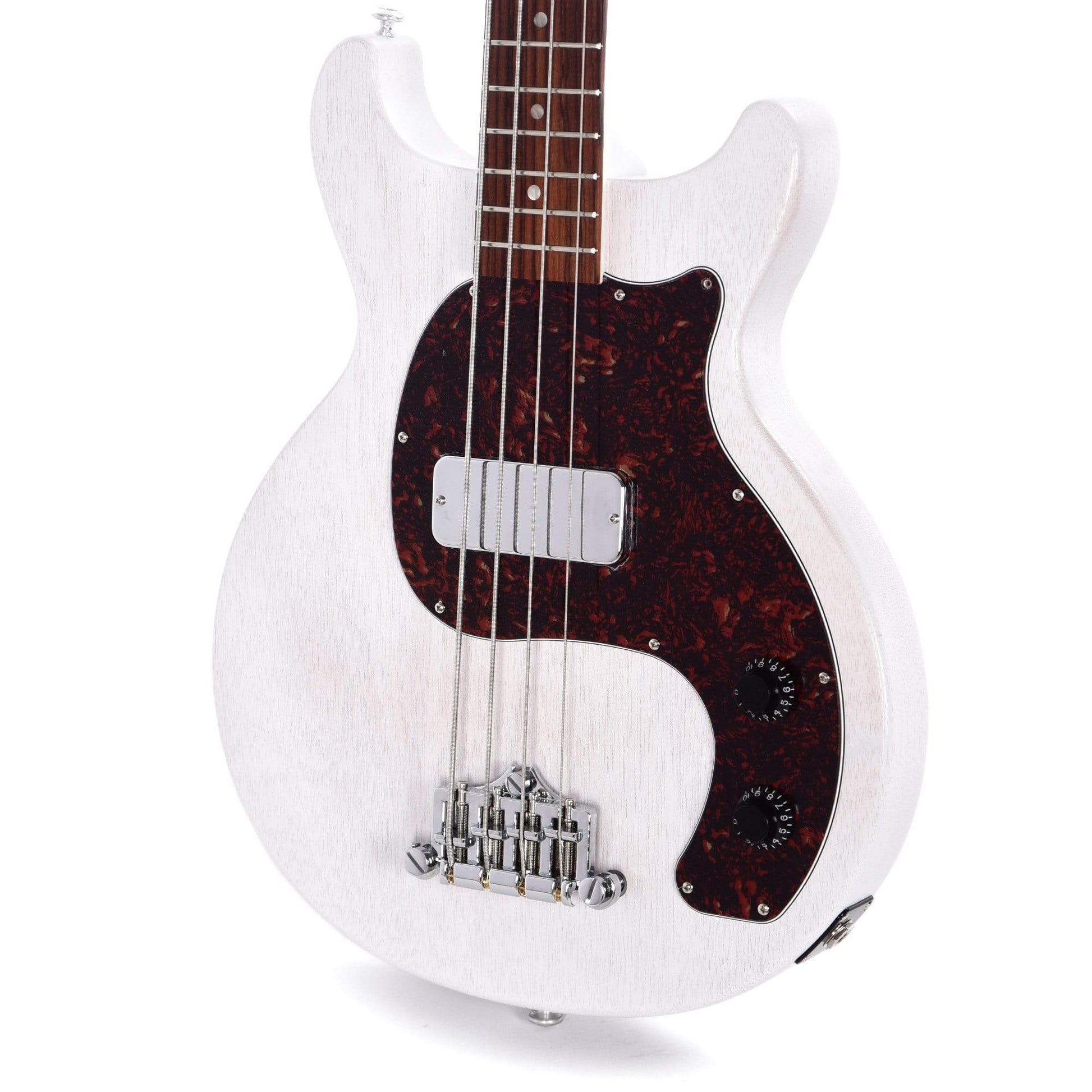 Gibson USA Les Paul Junior DC Bass Worn White w/Tortoise Pickguard & Chrome Cover Bass Guitars / 4-String