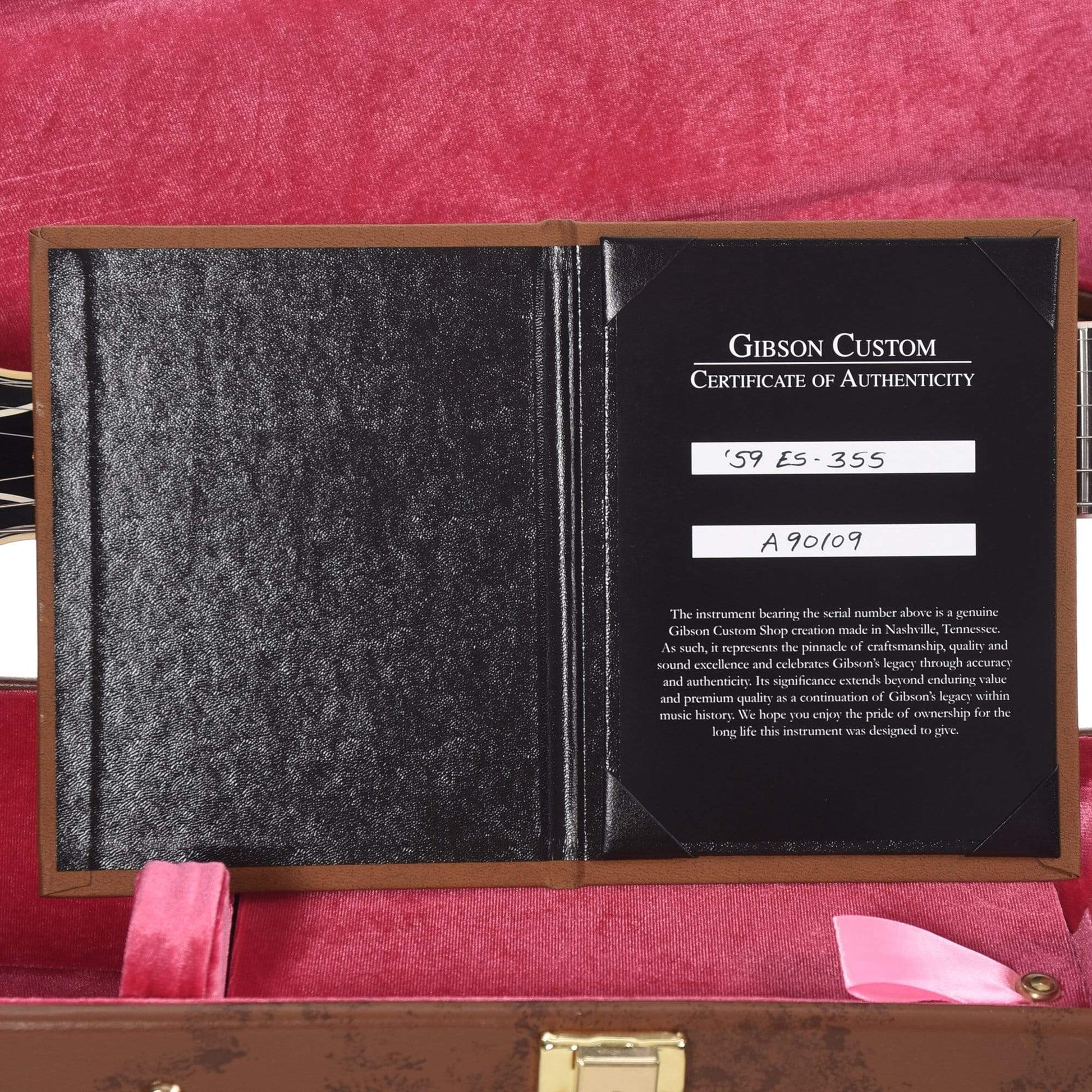 Gibson Custom 1959 ES-355 Reissue Stop Bar Ebony VOS Electric Guitars / Semi-Hollow