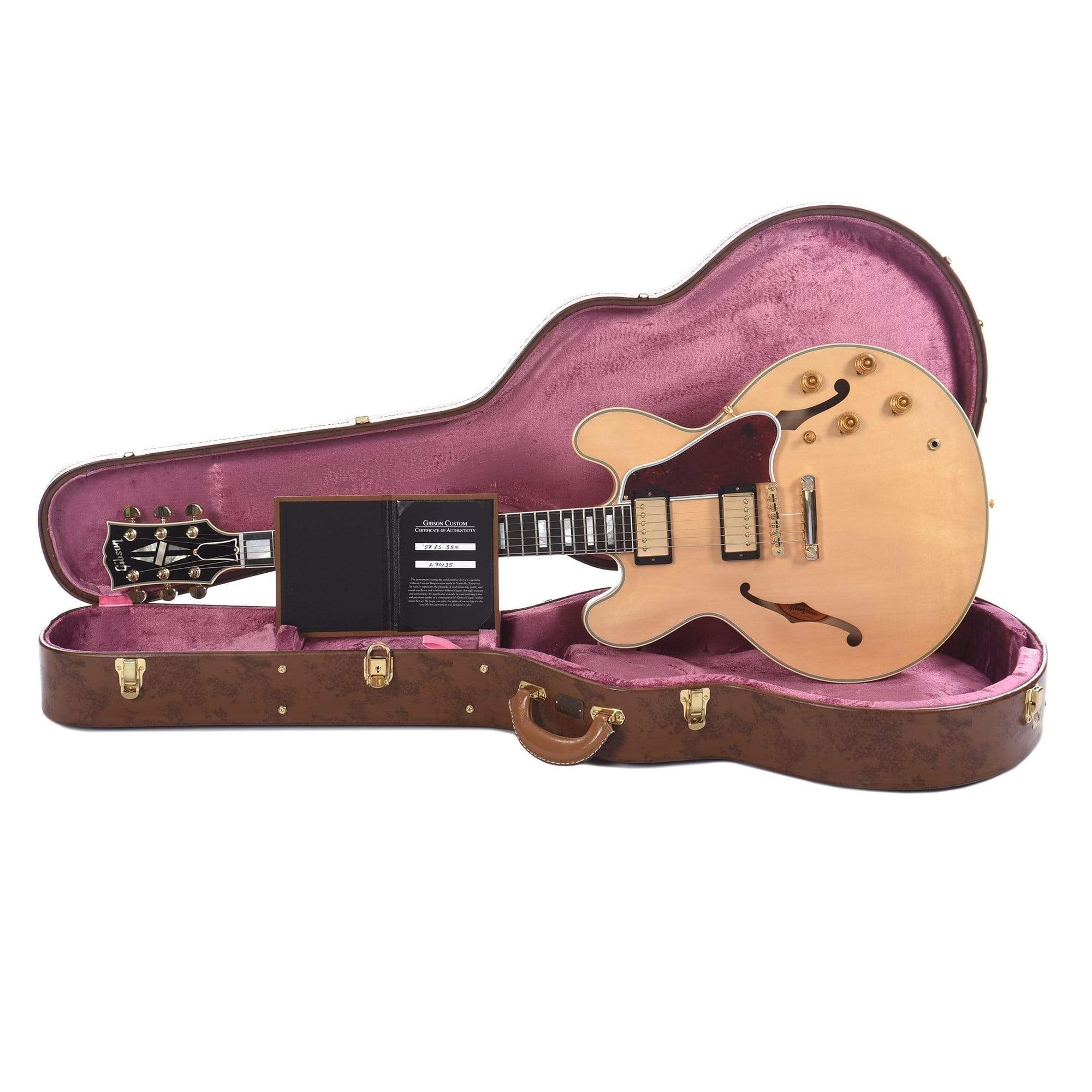 Gibson Custom 1959 ES-355 Reissue Stop Bar Vintage Natural VOS Electric Guitars / Semi-Hollow