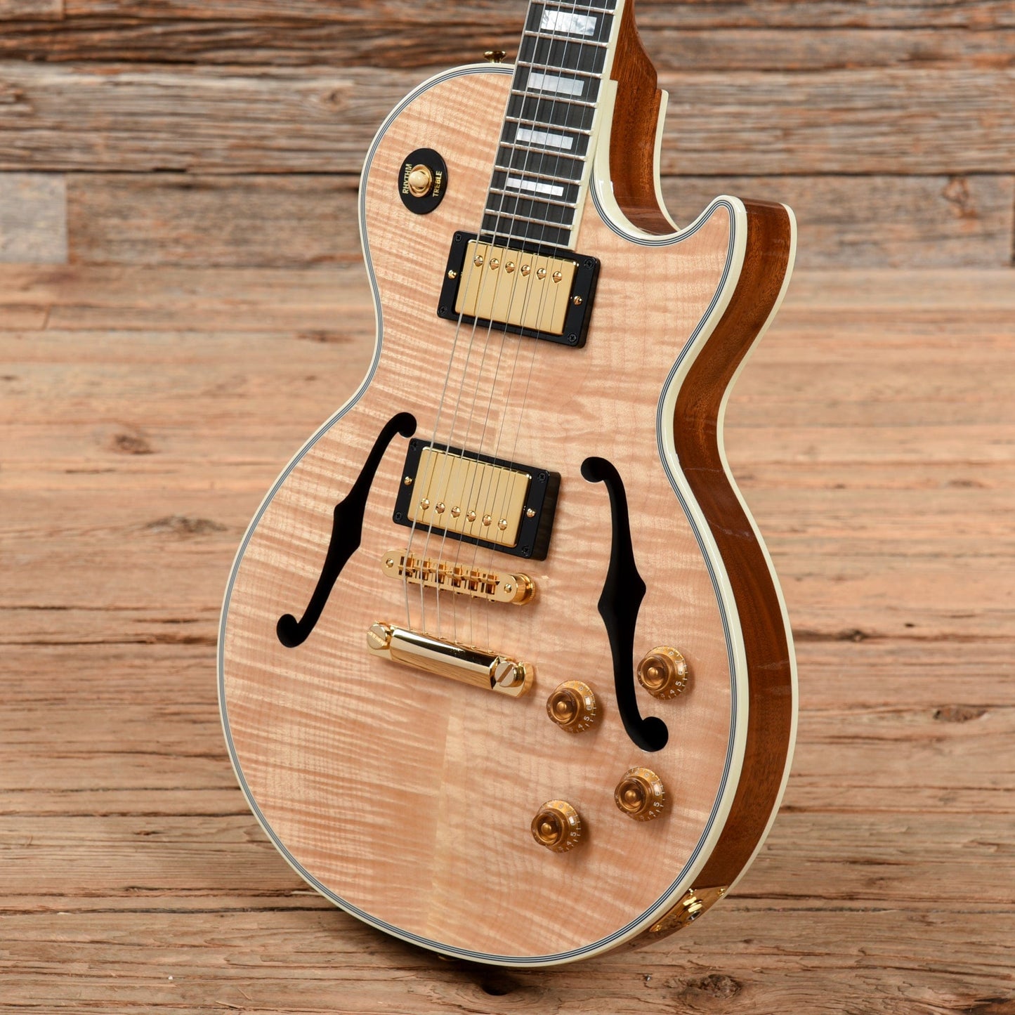 Gibson Custom Benchmark Collection Florentine Les Paul Natural Electric Guitars / Semi-Hollow