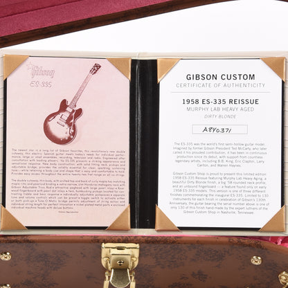 Gibson Custom Shop Limited Edition 1958 ES-335 Murphy Lab Heavy Aged Dirty Blonde Electric Guitars / Semi-Hollow