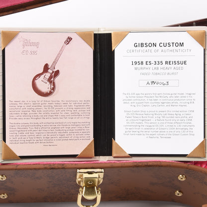 Gibson Custom Shop Limited Edition 1958 ES-335 Murphy Lab Heavy Aged Faded Tobacco Burst Electric Guitars / Semi-Hollow