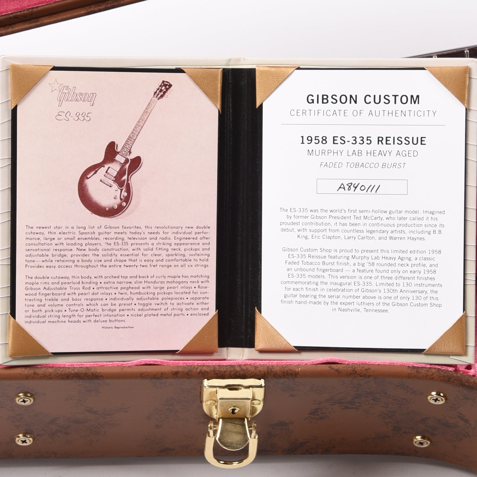 Gibson Custom Shop Limited Edition 1958 ES-335 Murphy Lab Heavy Aged Faded Tobacco Burst Electric Guitars / Semi-Hollow