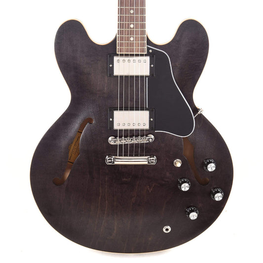 Gibson USA ES-335 Satin Trans Black Electric Guitars / Semi-Hollow