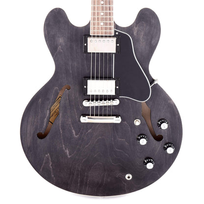 Gibson USA ES-335 Satin Trans Black Electric Guitars / Semi-Hollow