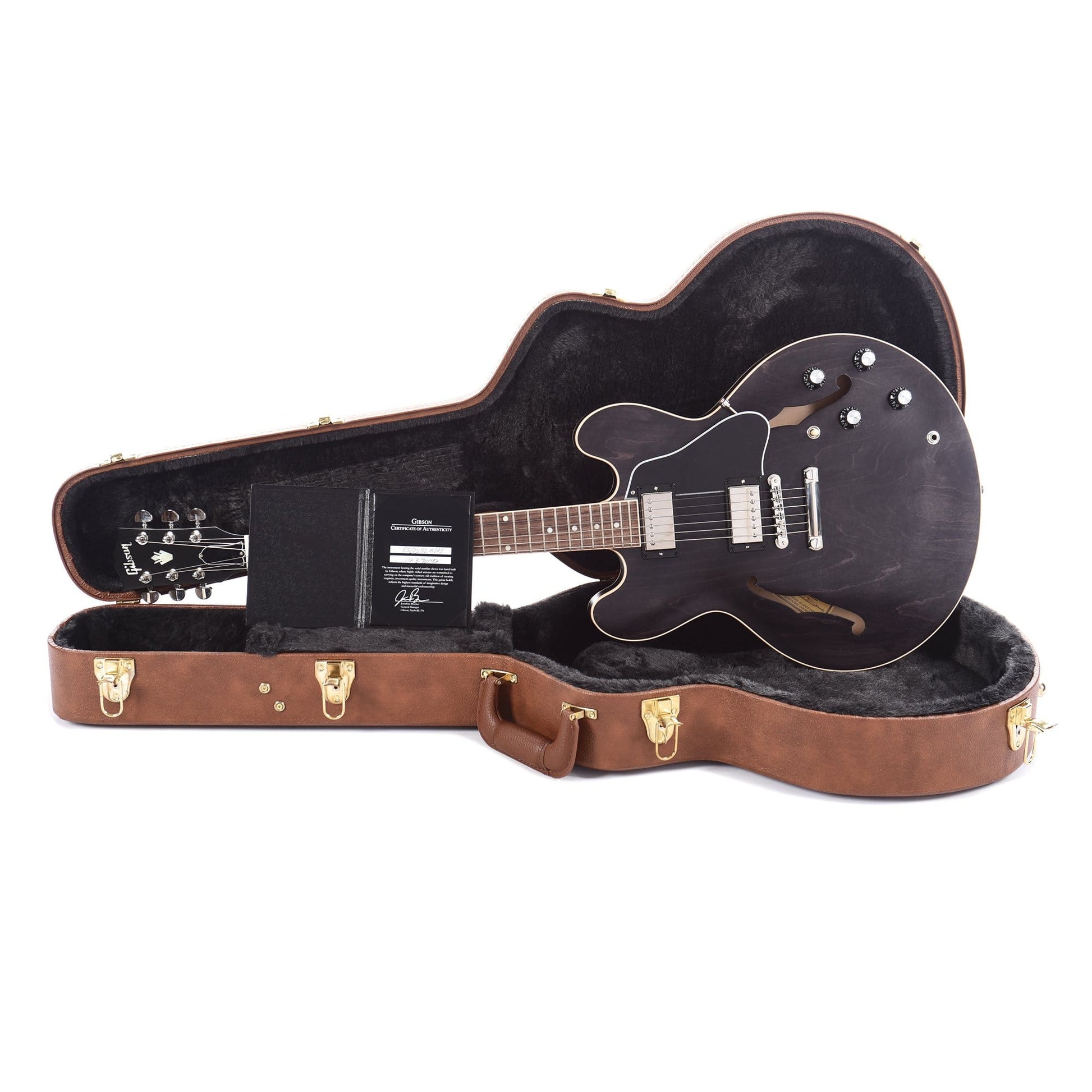 Gibson USA ES-335 Satin Trans Black Electric Guitars / Semi-Hollow