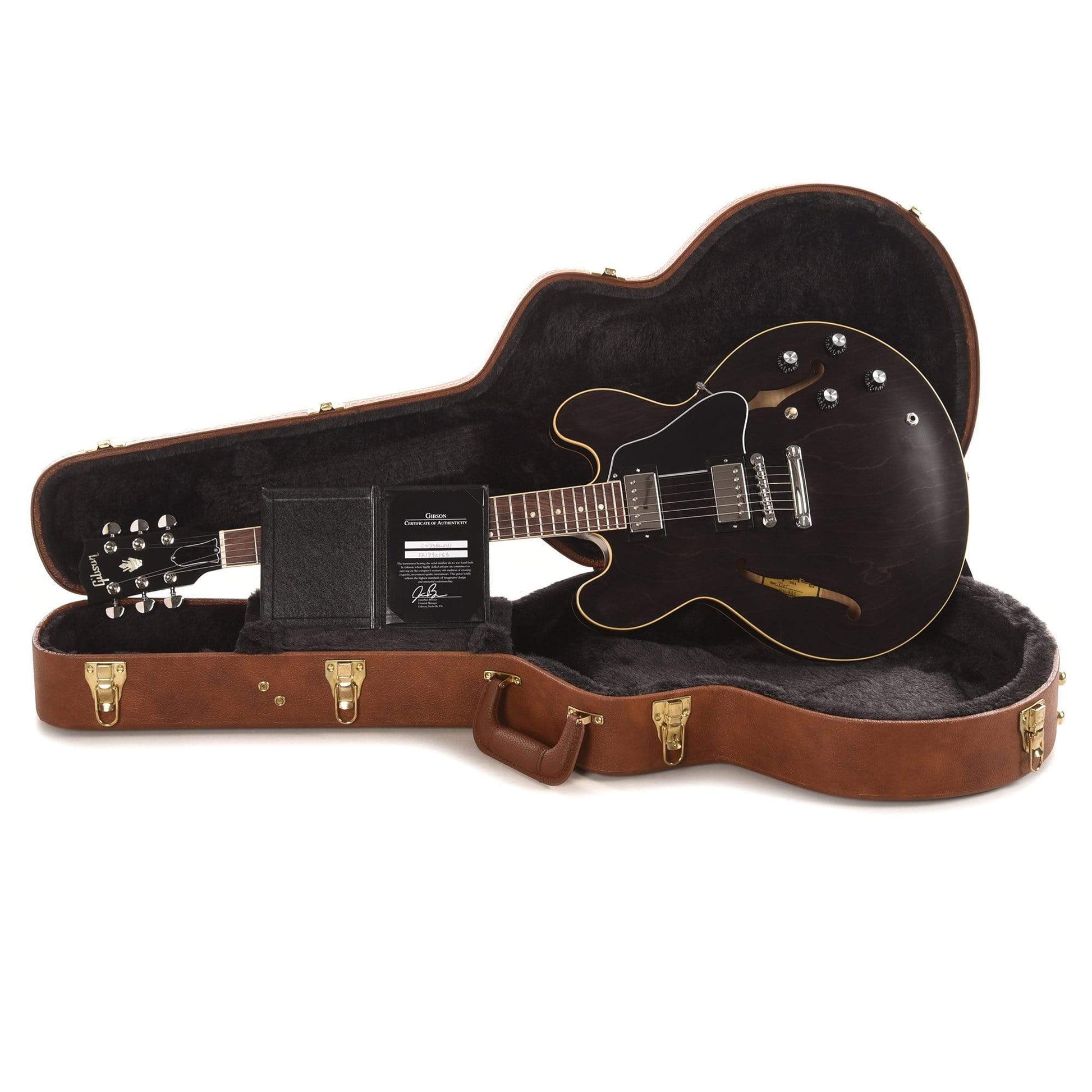 Gibson USA ES-335 Satin Trans Black Electric Guitars / Semi-Hollow