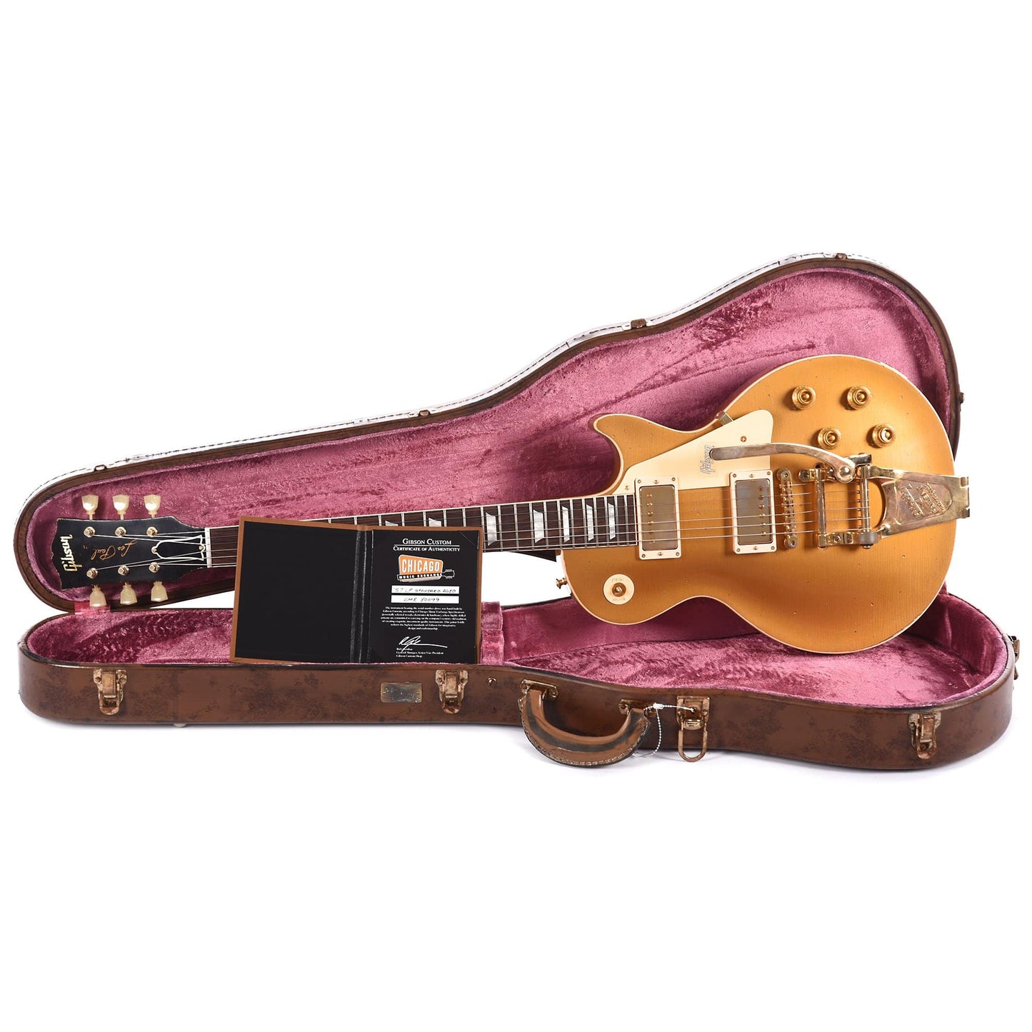 Gibson Custom 1957 Les Paul Standard Plain Top Pearl Gold Heavy Aged w/Bigsby Electric Guitars / Solid Body