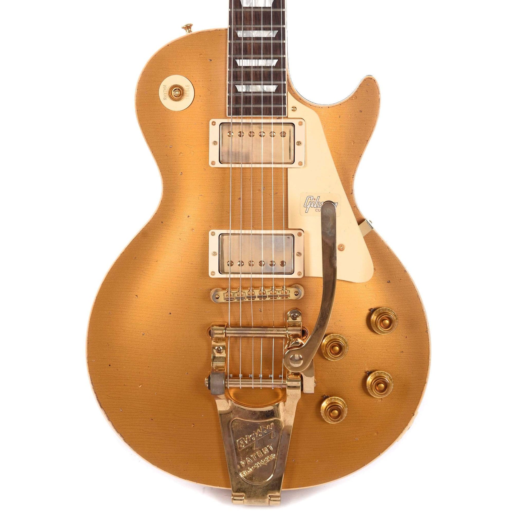 Gibson Custom 1957 Les Paul Standard Plain Top Pearl Gold Heavy Aged w/Bigsby Electric Guitars / Solid Body