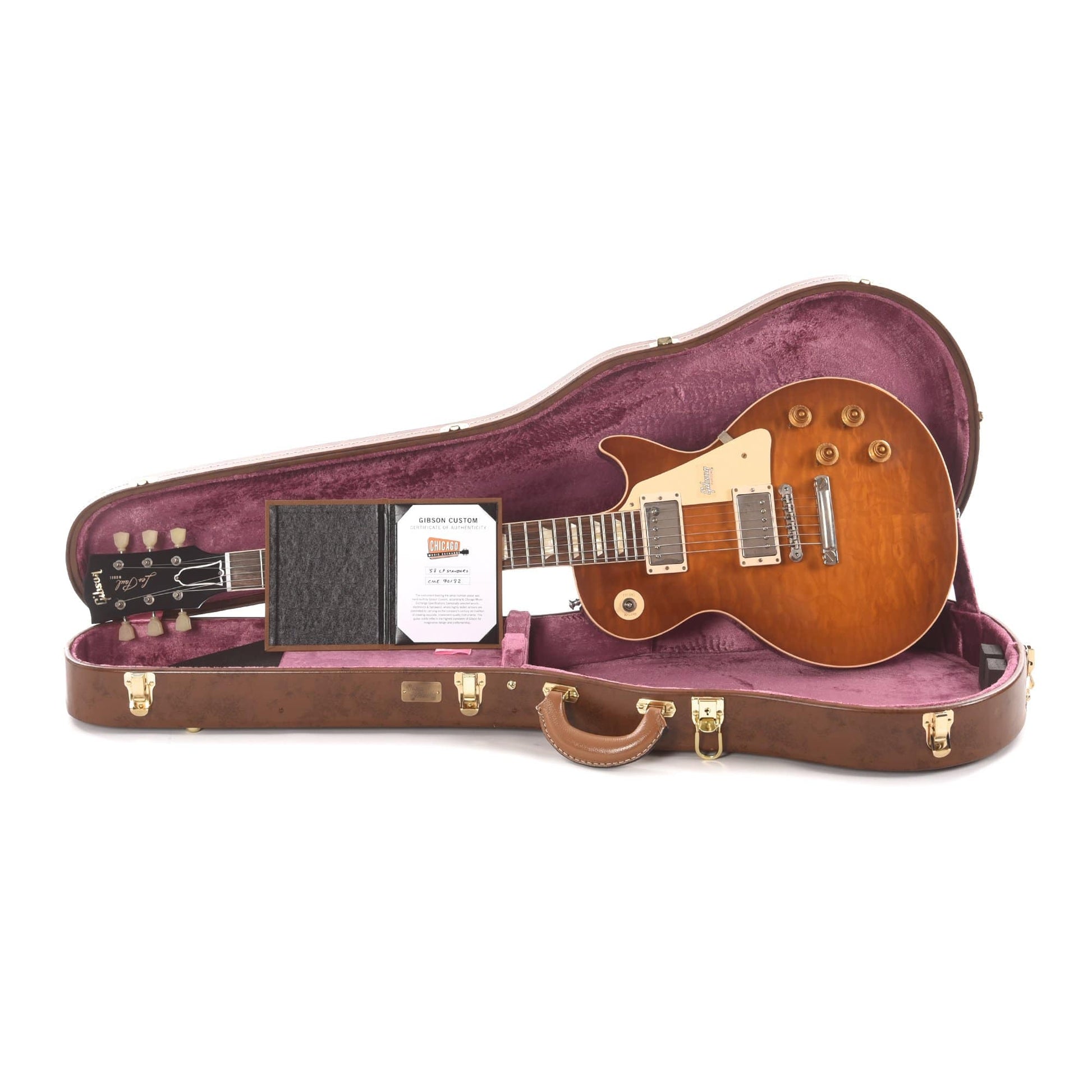 Gibson Custom 1958 Les Paul Standard "CME Spec" Plain Top Amber VOS w/59 Carmelita Neck Electric Guitars / Solid Body