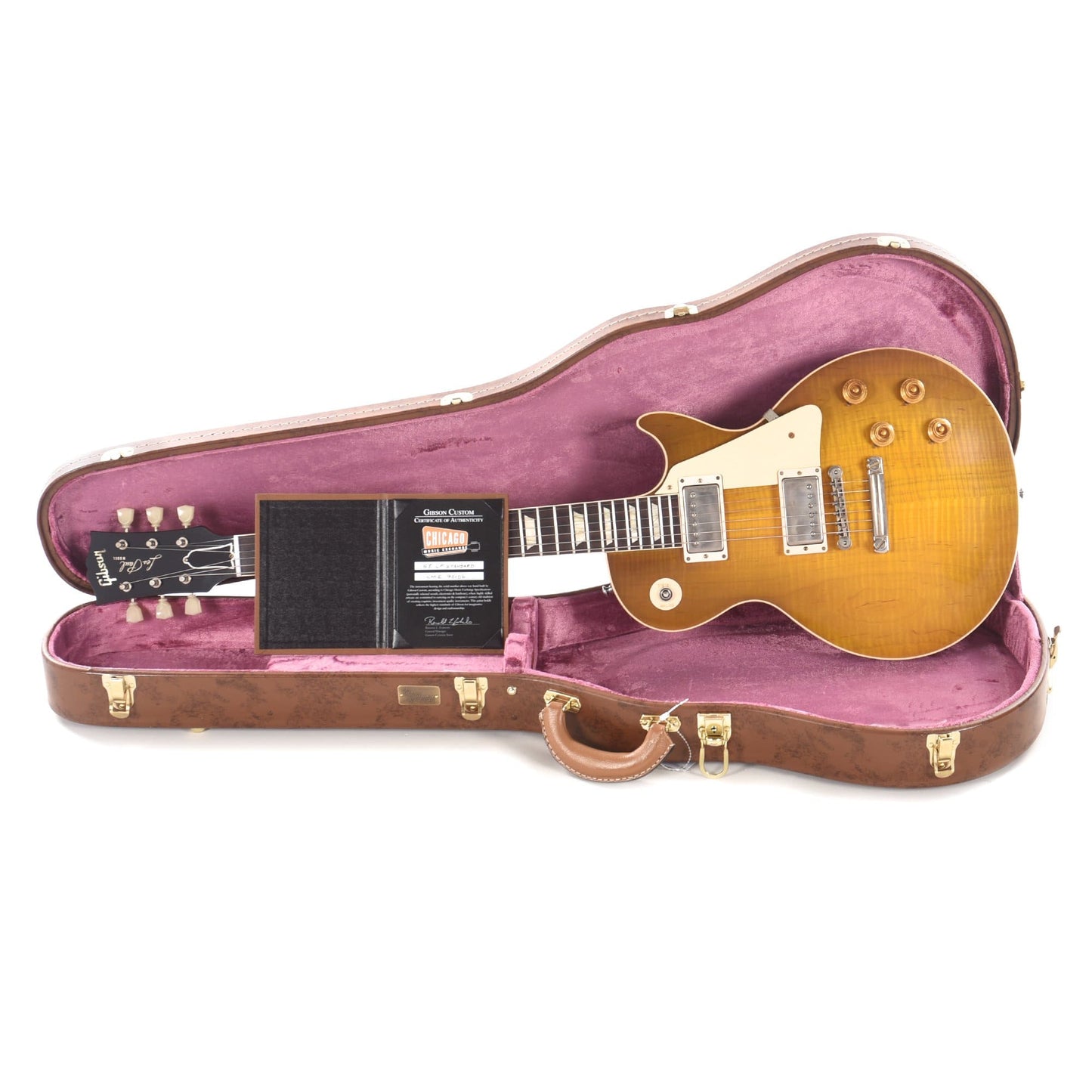 Gibson Custom 1958 Les Paul Standard "CME Spec" Plain Top Green Lemon VOS w/60 V2 Neck Profile Electric Guitars / Solid Body