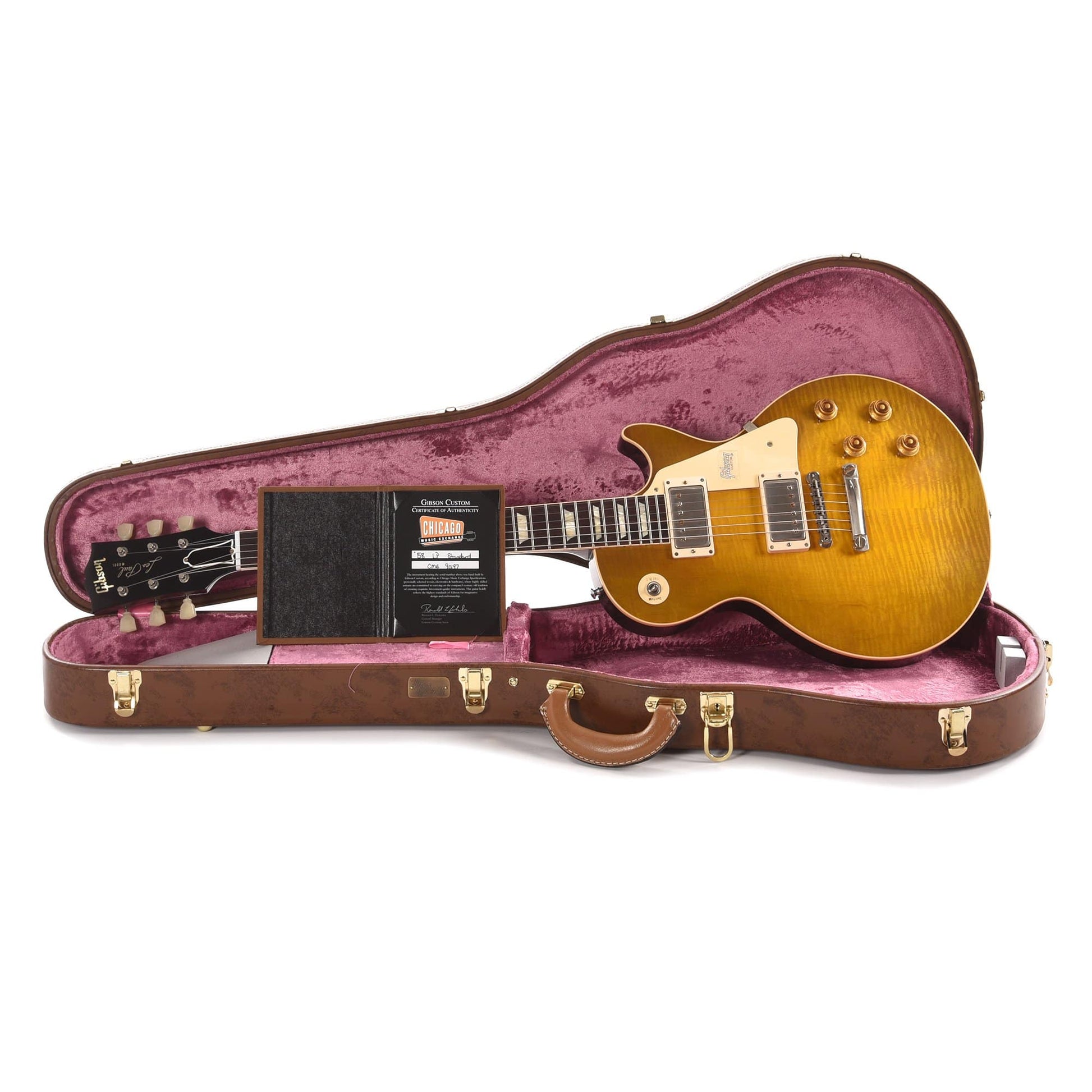 Gibson Custom 1958 Les Paul Standard "CME Spec" Plain Top Green Lemon VOS w/60 V2 Neck Profile Electric Guitars / Solid Body