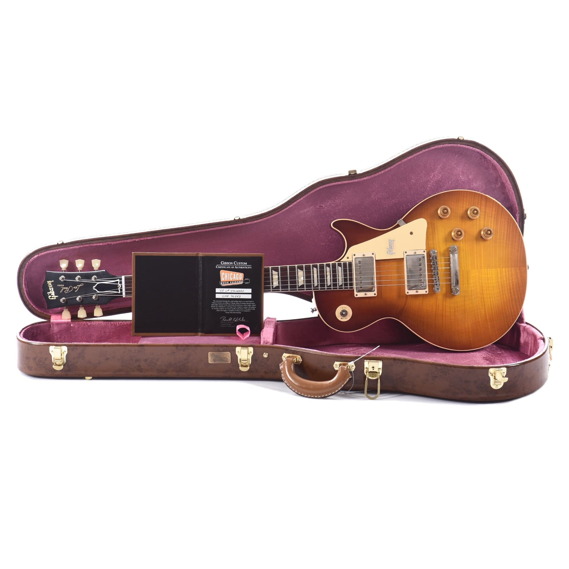 Gibson Custom 1958 Les Paul Standard "CME Spec" Plain Top Slow Iced Tea Fade VOS w/59 Carmelita Neck Electric Guitars / Solid Body