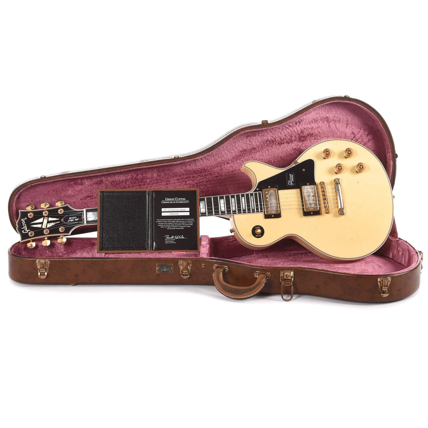 Gibson Custom 1974 Les Paul Custom Aged Classic White VOS Electric Guitars / Solid Body