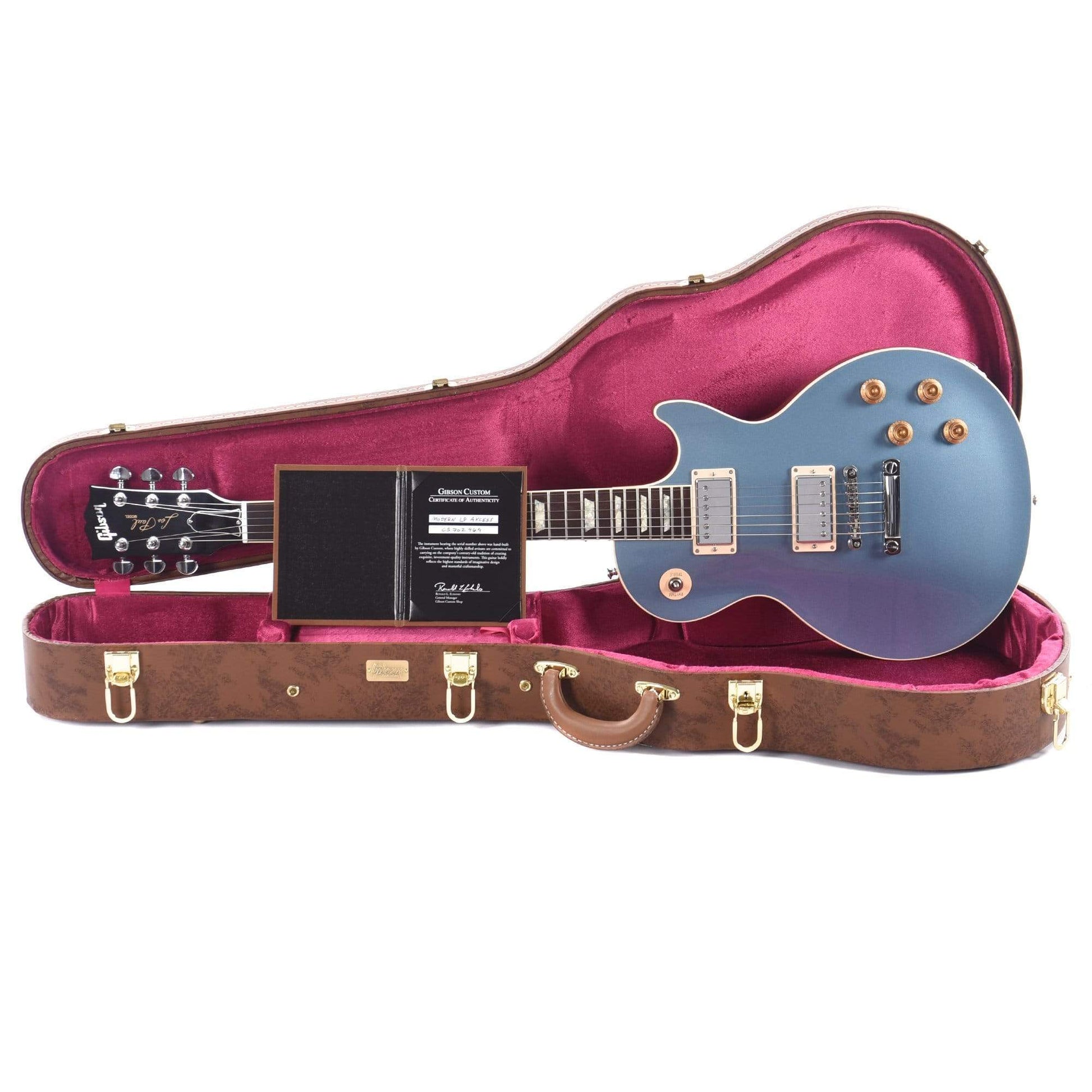 Gibson Custom Modern Les Paul Axcess Standard Pelham Blue M2M Electric Guitars / Solid Body