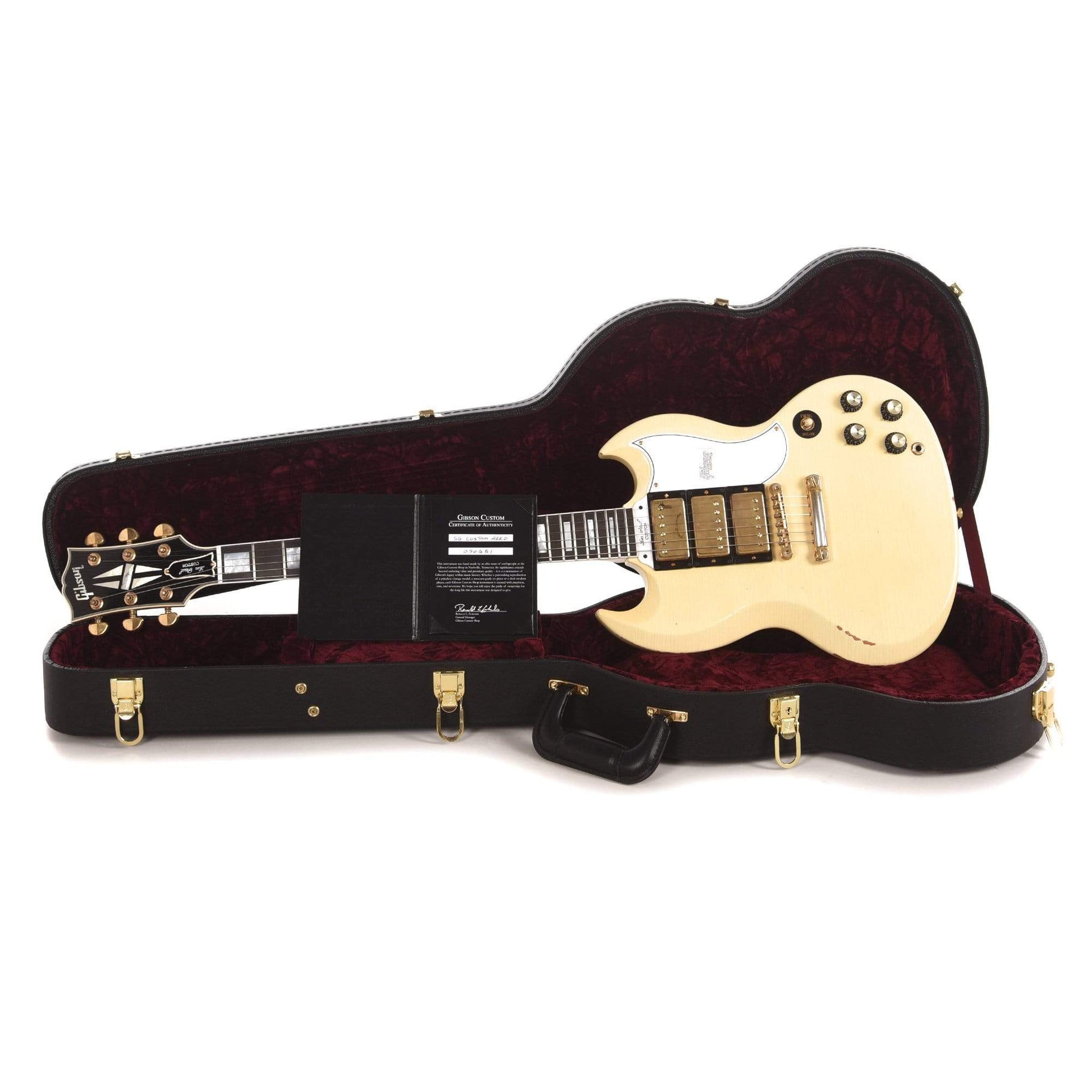 Gibson Custom SG Custom 3-Pickup Classic White Heavy Aged Electric Guitars / Solid Body