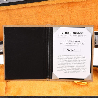 Gibson Custom Shop 60th Anniversary 1961 SG Les Paul Custom Classic White VOS w/Sideway Vibrola Electric Guitars / Solid Body