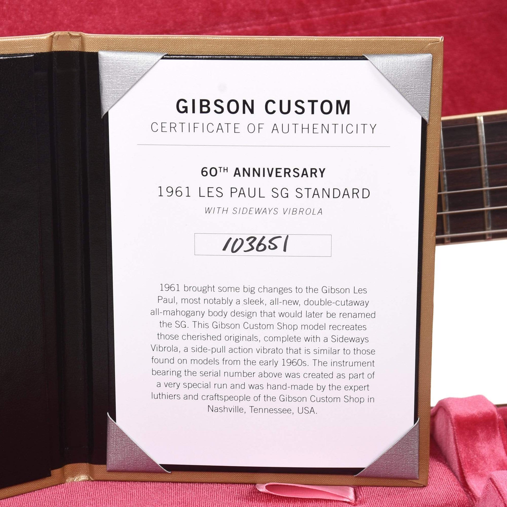 Gibson Custom Shop 60th Anniversary 1961 SG Les Paul Standard Cherry Red VOS w/Sideway Vibrola Electric Guitars / Solid Body