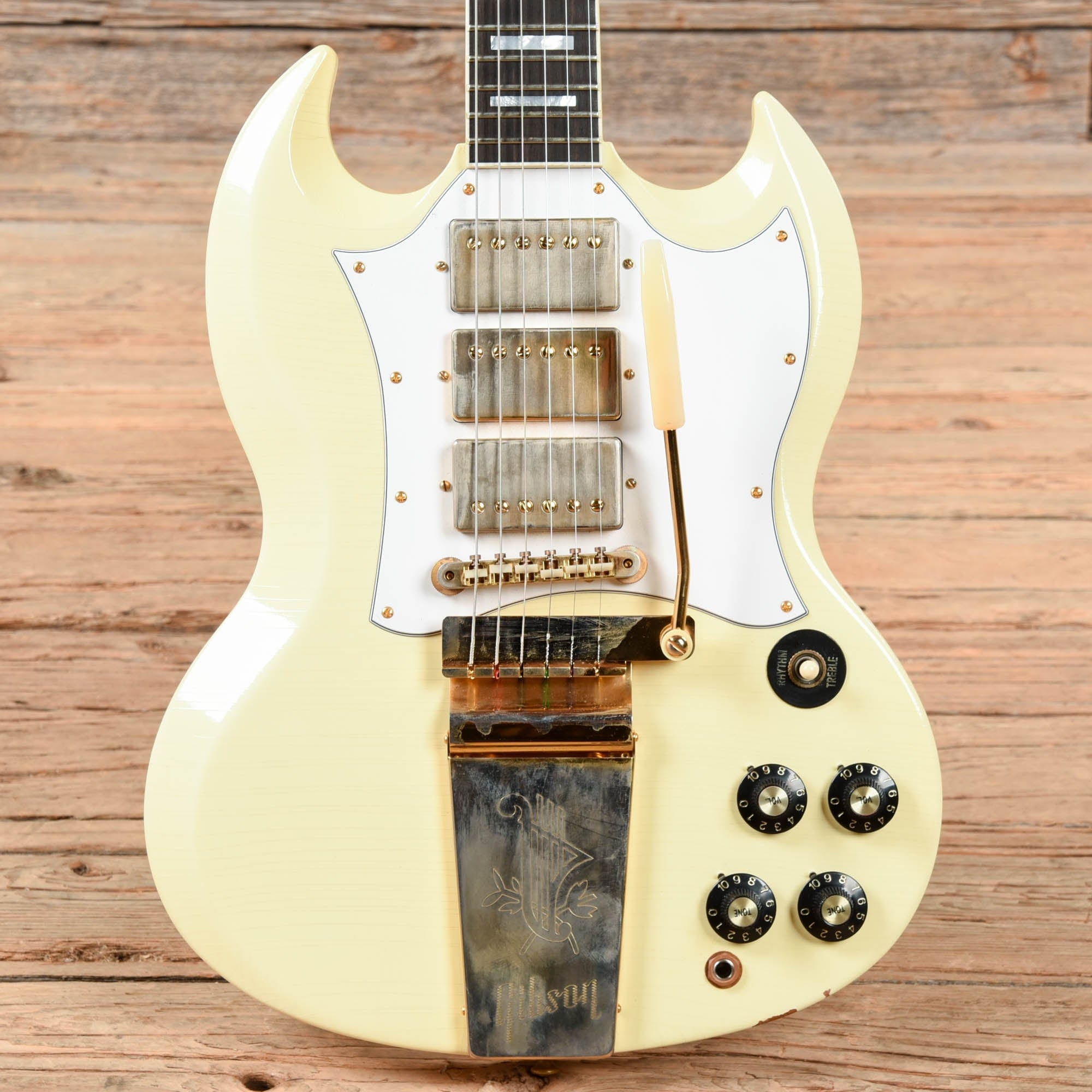 Gibson Custom Shop Jimi Hendrix Signature '67 SG Custom Reissue Aged Polaris White Electric Guitars / Solid Body