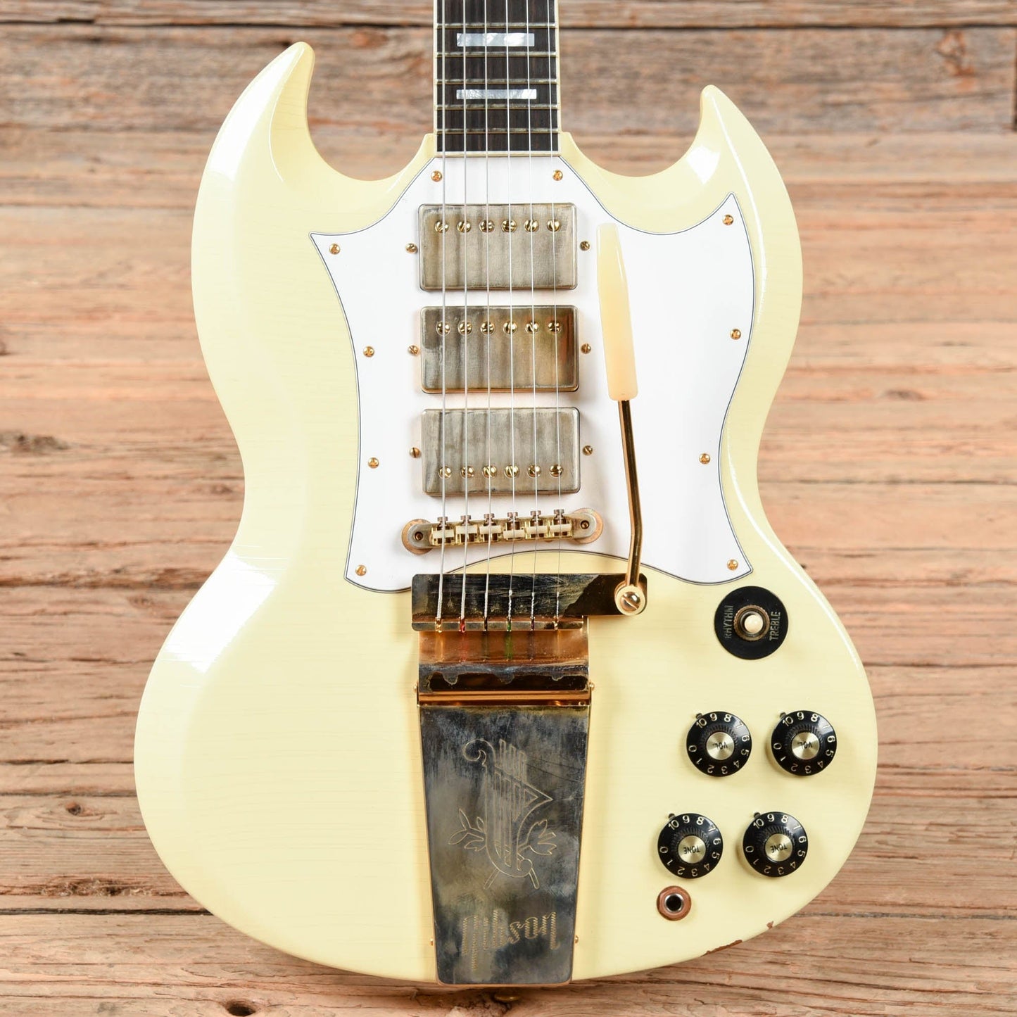 Gibson Custom Shop Jimi Hendrix Signature '67 SG Custom Reissue Aged Polaris White Electric Guitars / Solid Body