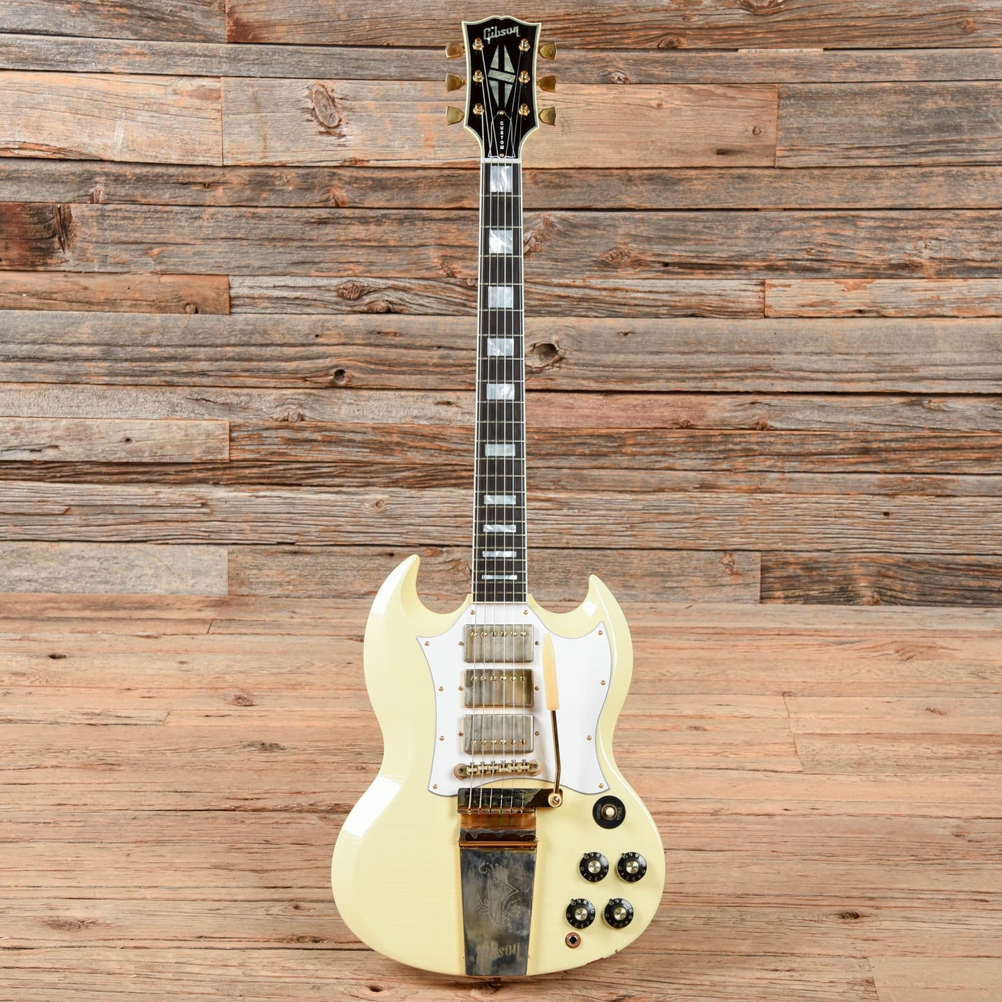 Gibson Custom Shop Jimi Hendrix Signature '67 SG Custom Reissue Aged Polaris White Electric Guitars / Solid Body