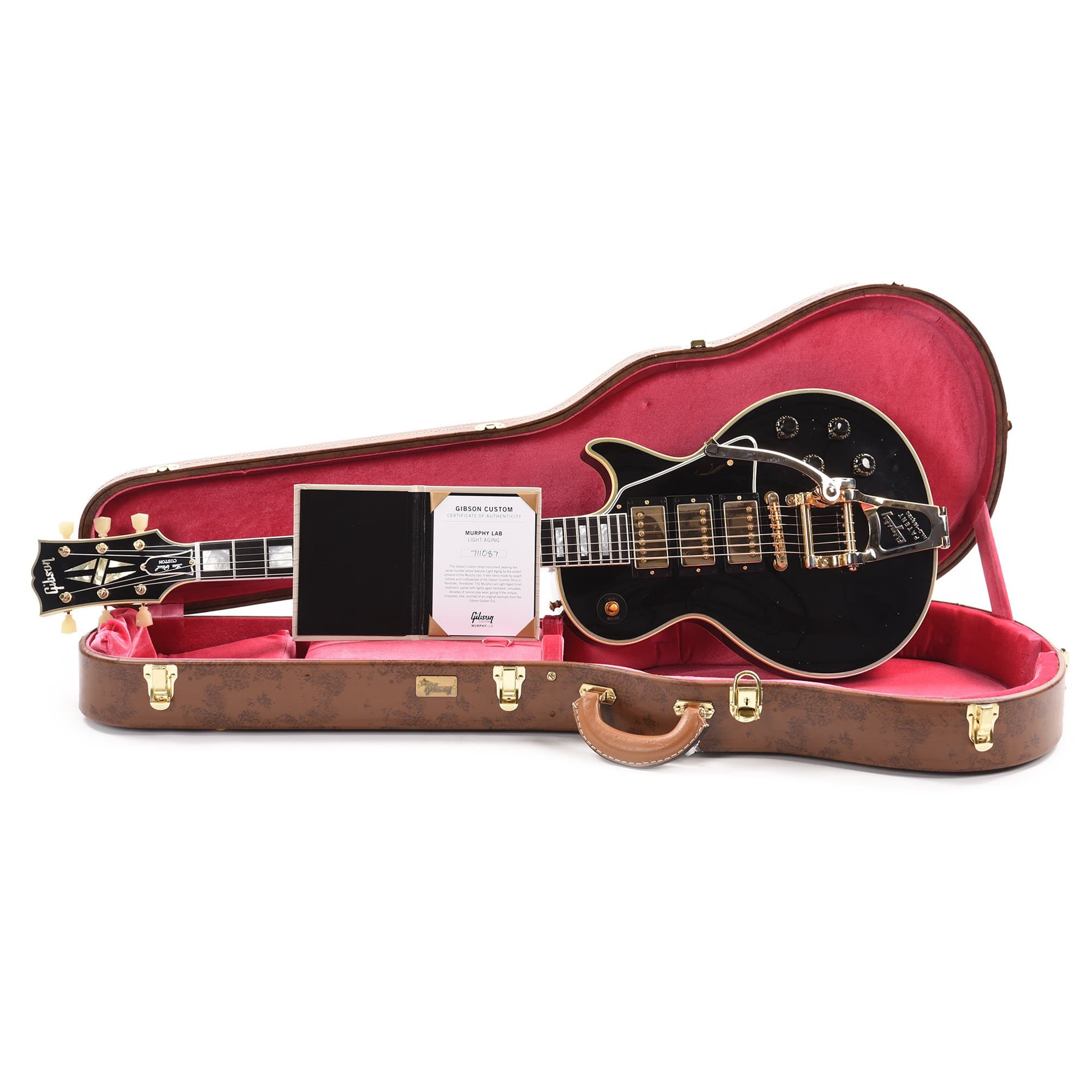 Gibson Custom Shop Murphy Lab 1957 Les Paul Custom Reissue 3-Pickup Ebony Light Aged w/Bigsby Electric Guitars / Solid Body