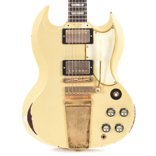 Gibson Custom Shop Murphy Lab 1961 Les Paul/SG Standard "CME Spec" Antique Polaris White Heavy Aged w/Maestro Vibrola Electric Guitars / Solid Body