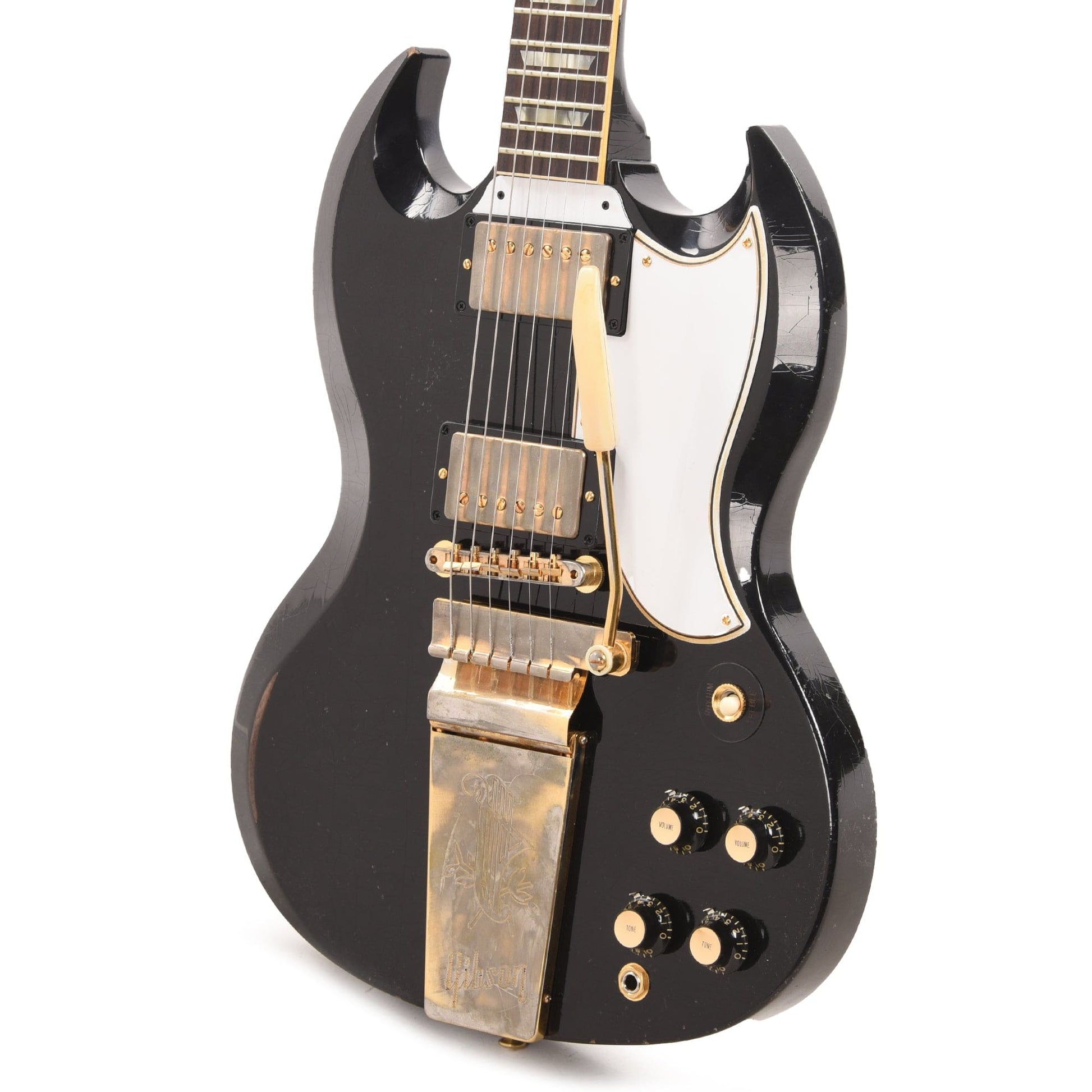 Gibson Custom Shop Murphy Lab 1961 Les Paul/SG Standard "CME Spec" Heavy Antique Ebony Heavy Aged w/Maestro Vibrola Electric Guitars / Solid Body