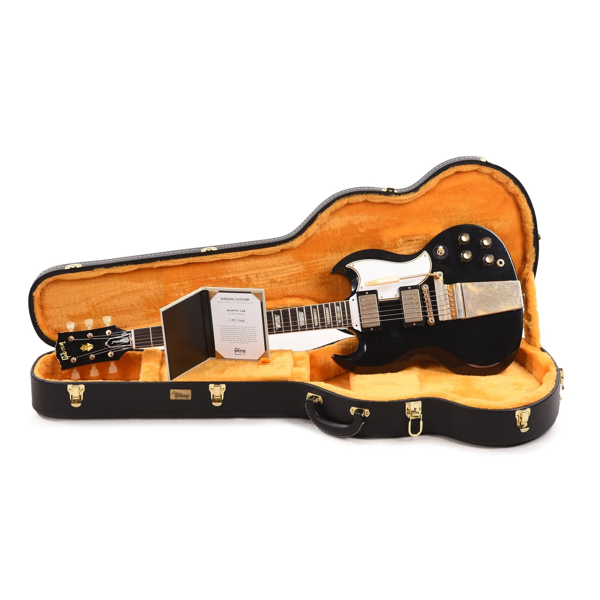 Gibson Custom Shop Murphy Lab 1961 Les Paul/SG Standard "CME Spec" Heavy Antique Ebony Heavy Aged w/Maestro Vibrola Electric Guitars / Solid Body