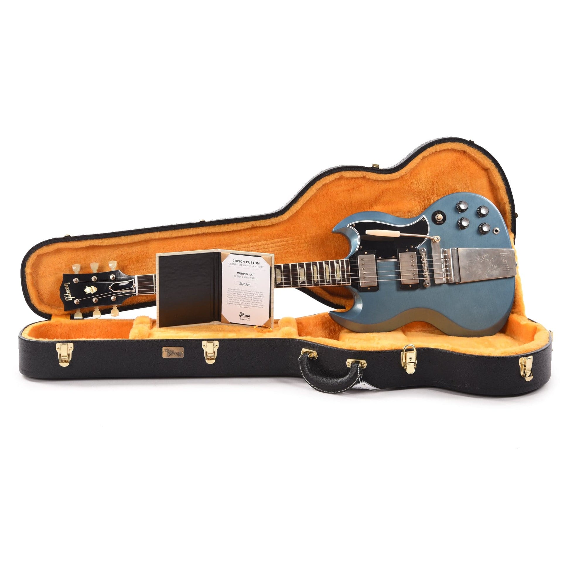 Gibson Custom Shop Murphy Lab 1964 SG Standard Reissue Pelham Blue Ultra Light Aged w/Maestro Vibrola Electric Guitars / Solid Body