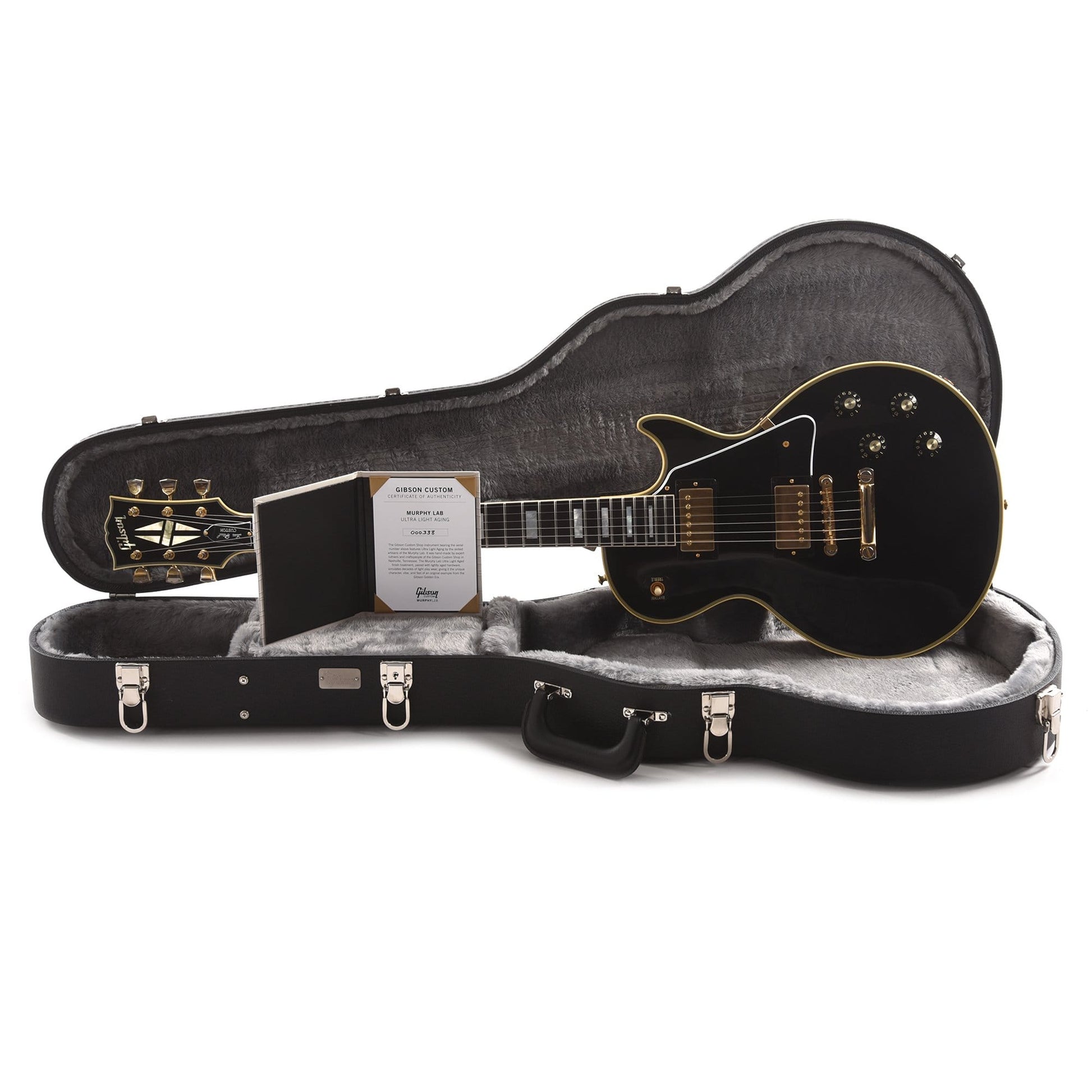 Gibson Custom Shop Murphy Lab 1968 Les Paul Custom Reissue Ebony Ultra Light Aged Electric Guitars / Solid Body