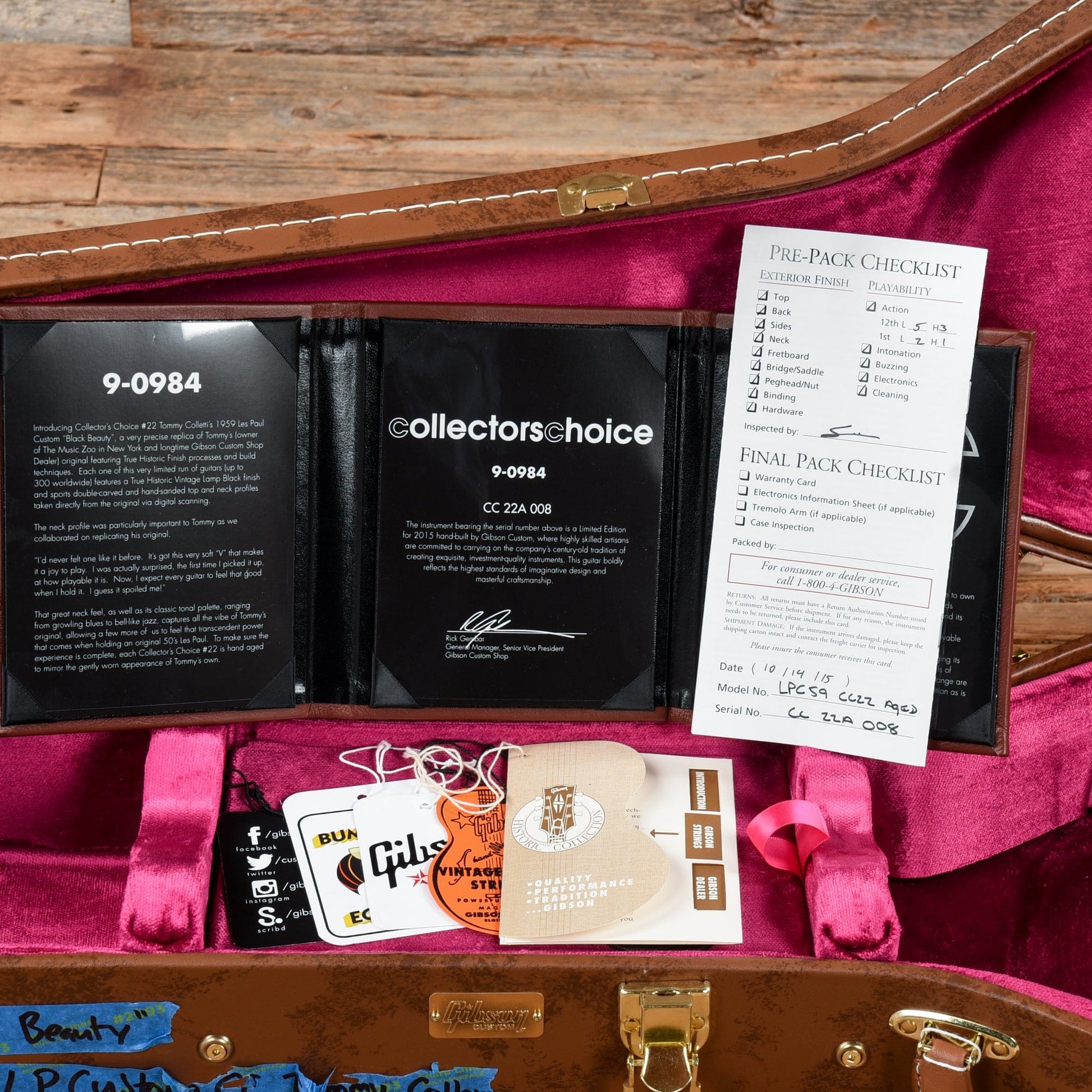 Gibson Custom Collector's Choice #22 "Black Beauty" Tommy Colletti '59 Les Paul Custom Reissue Black 2015