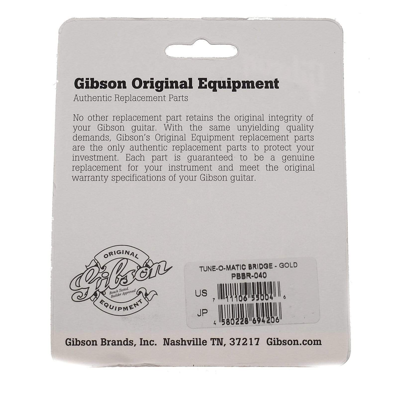 Gibson Nashville Tune-O-Matic Bridge - Gold w/Full Assembly Parts / Guitar Parts / Bridges