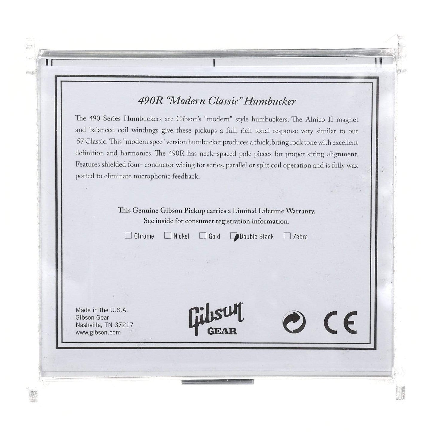 Gibson 490R Modern Classic Humbucker Neck Double Black Parts / Guitar Pickups