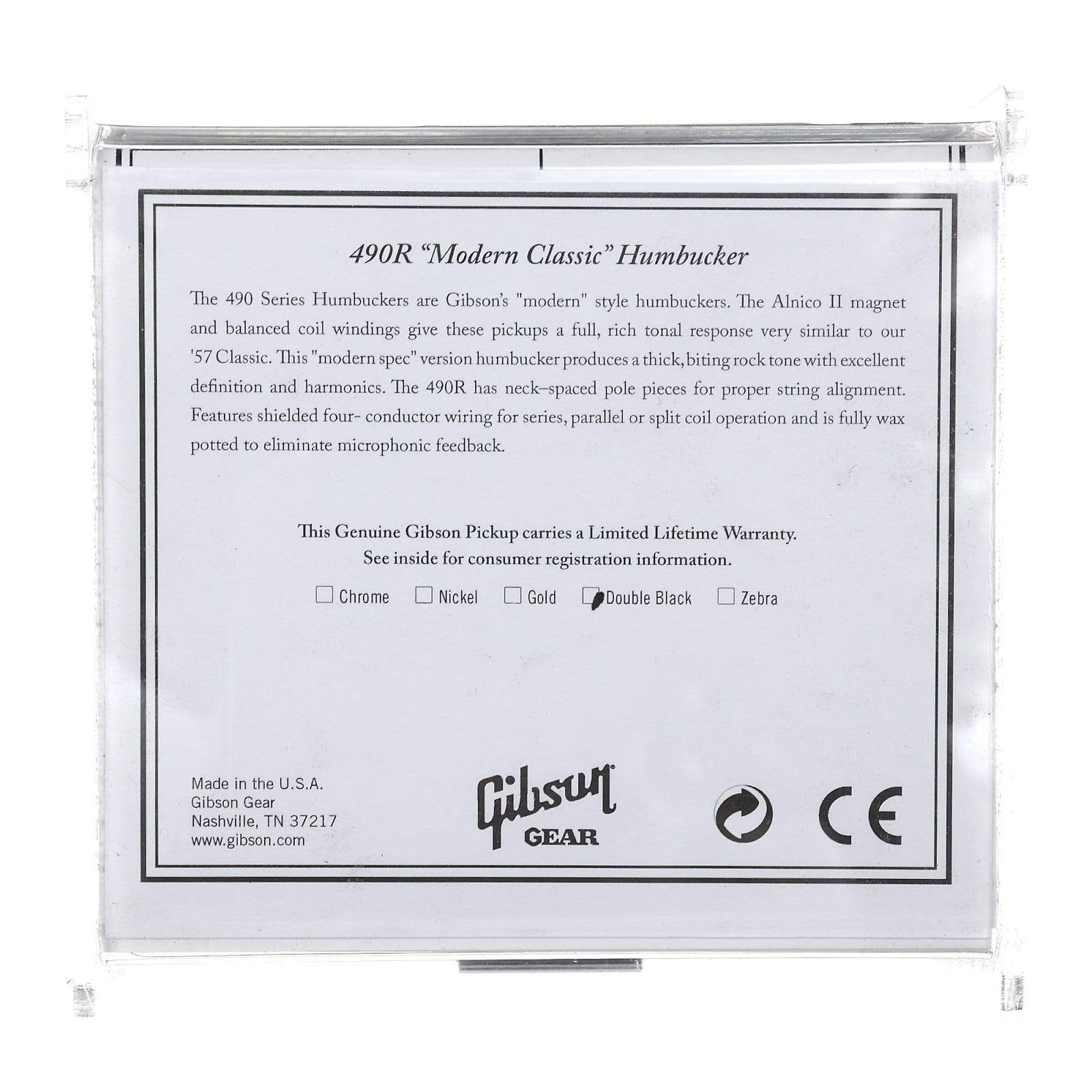 Gibson 490R Modern Classic Humbucker Neck Double Black Parts / Guitar Pickups