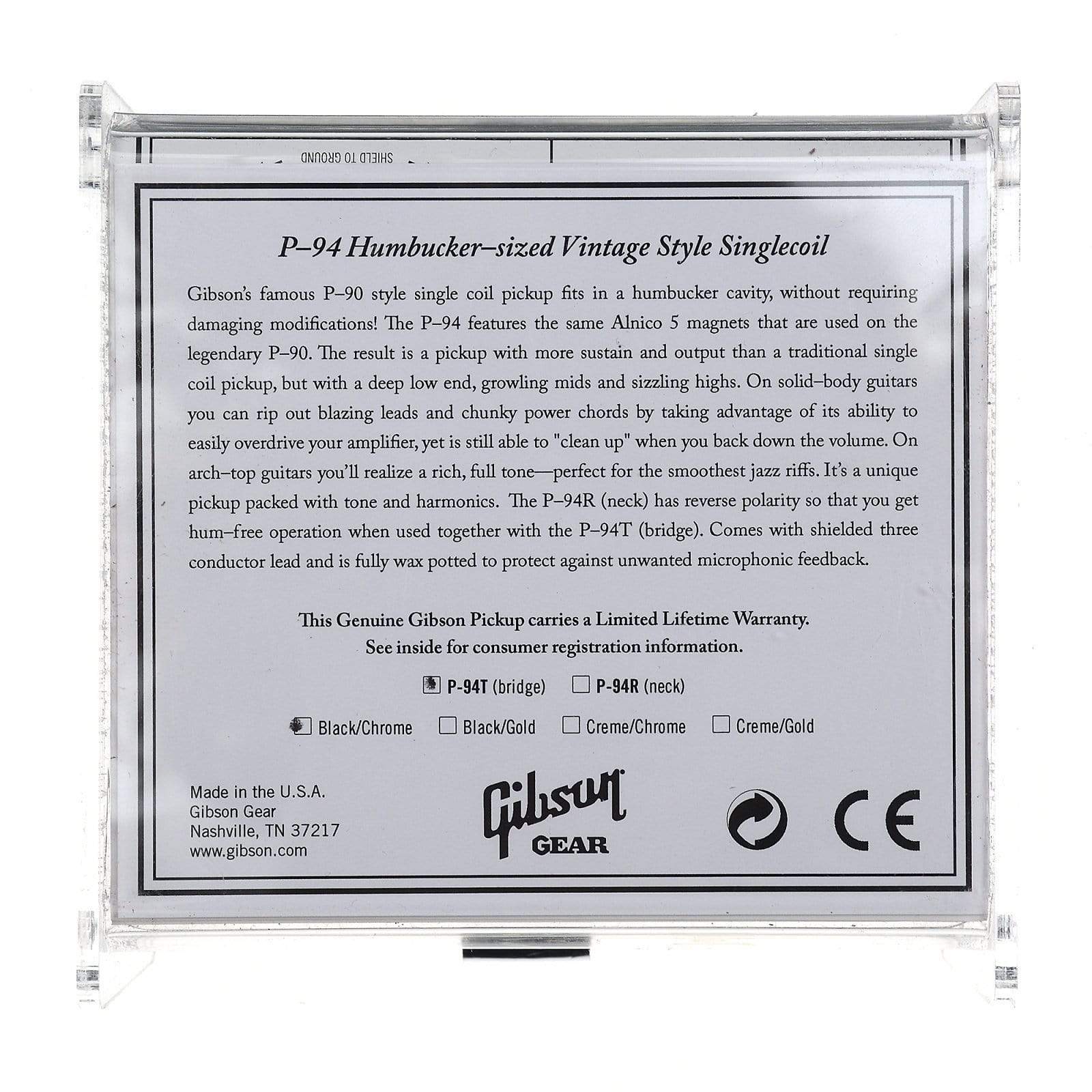 Gibson P-94T Single Coil Black Parts / Guitar Pickups