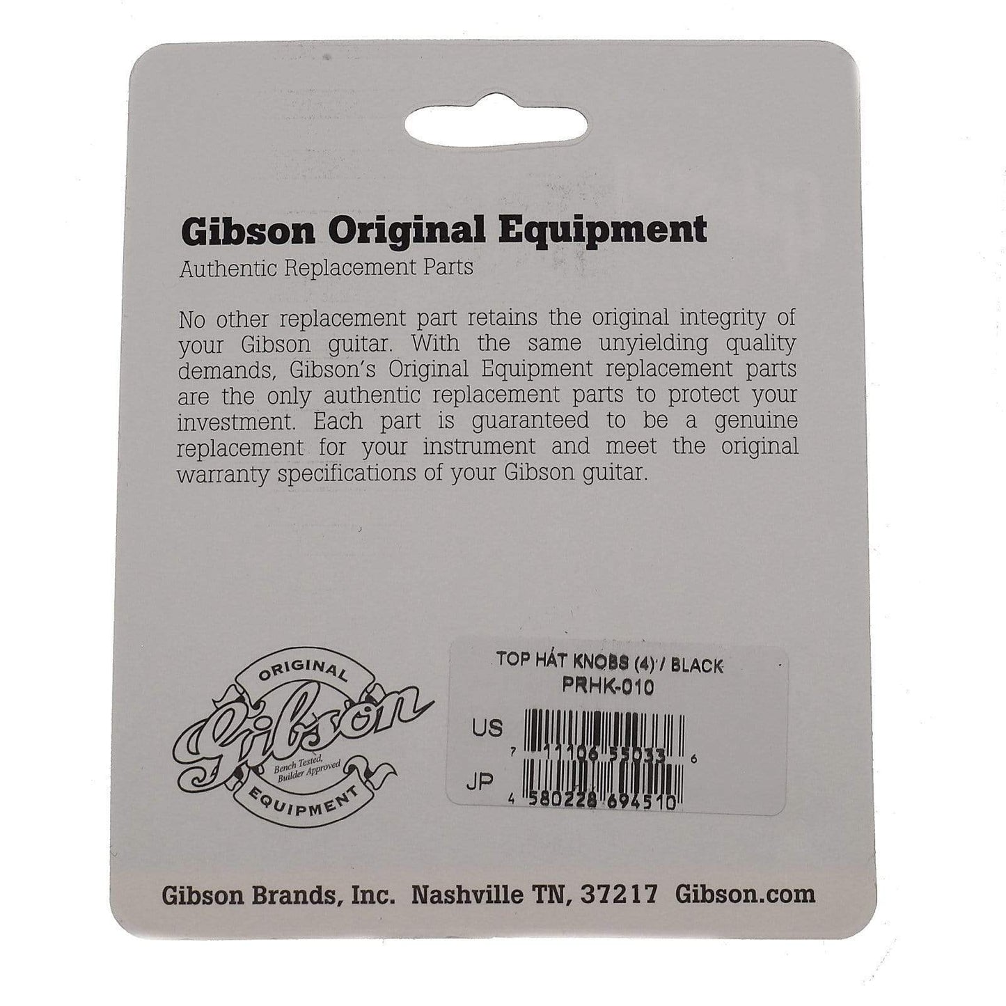 Gibson Top Hat Knobs 4-Pack - Black Parts / Knobs