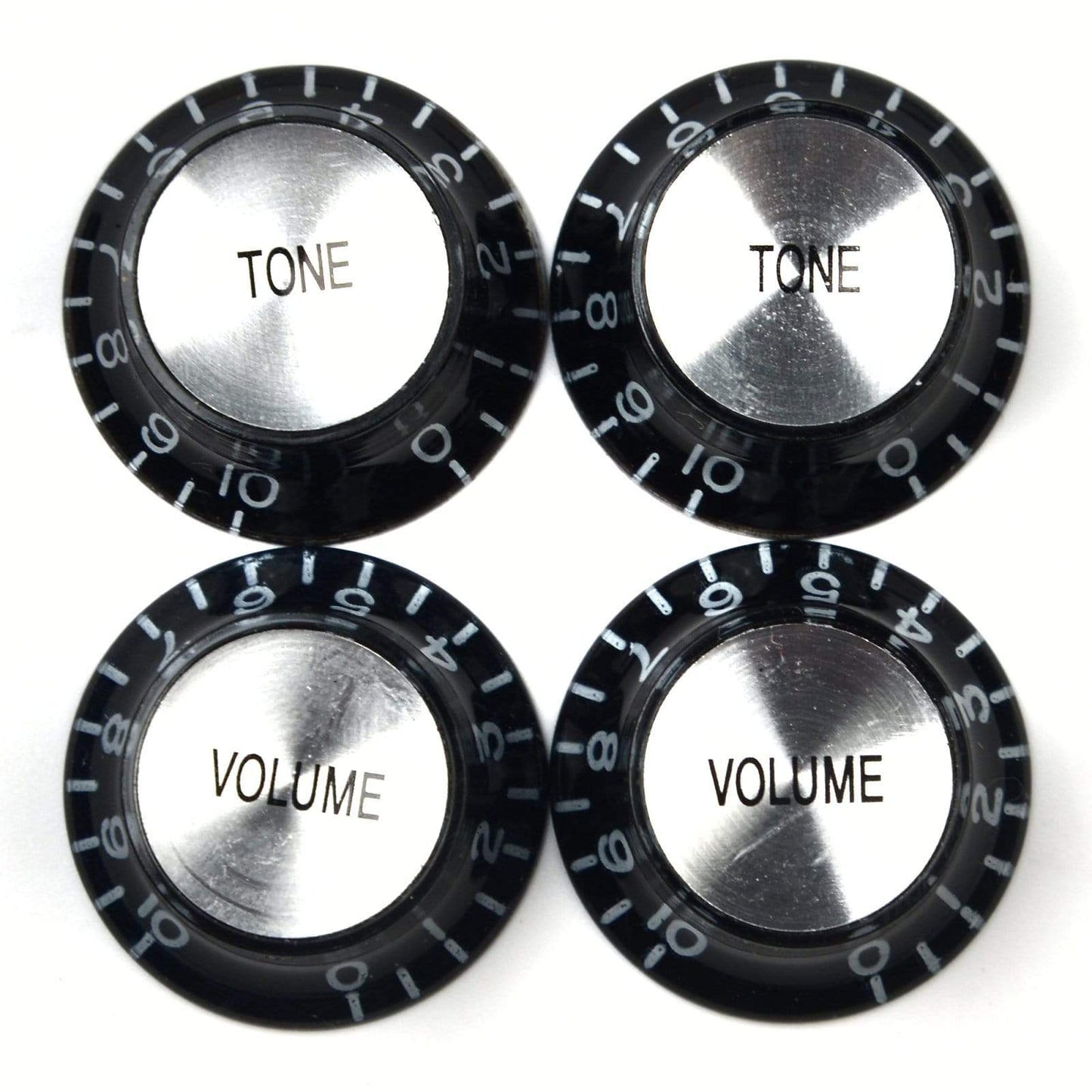 Gibson Top Hat Knobs 4-Pack Black-Silver Parts / Knobs