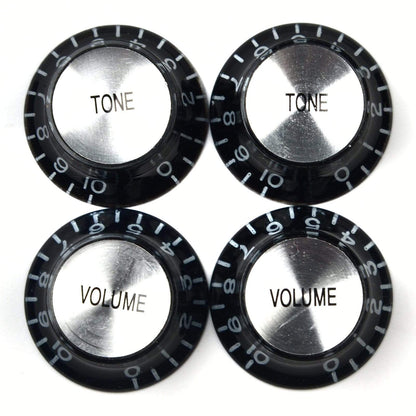 Gibson Top Hat Knobs 4-Pack Black-Silver Parts / Knobs