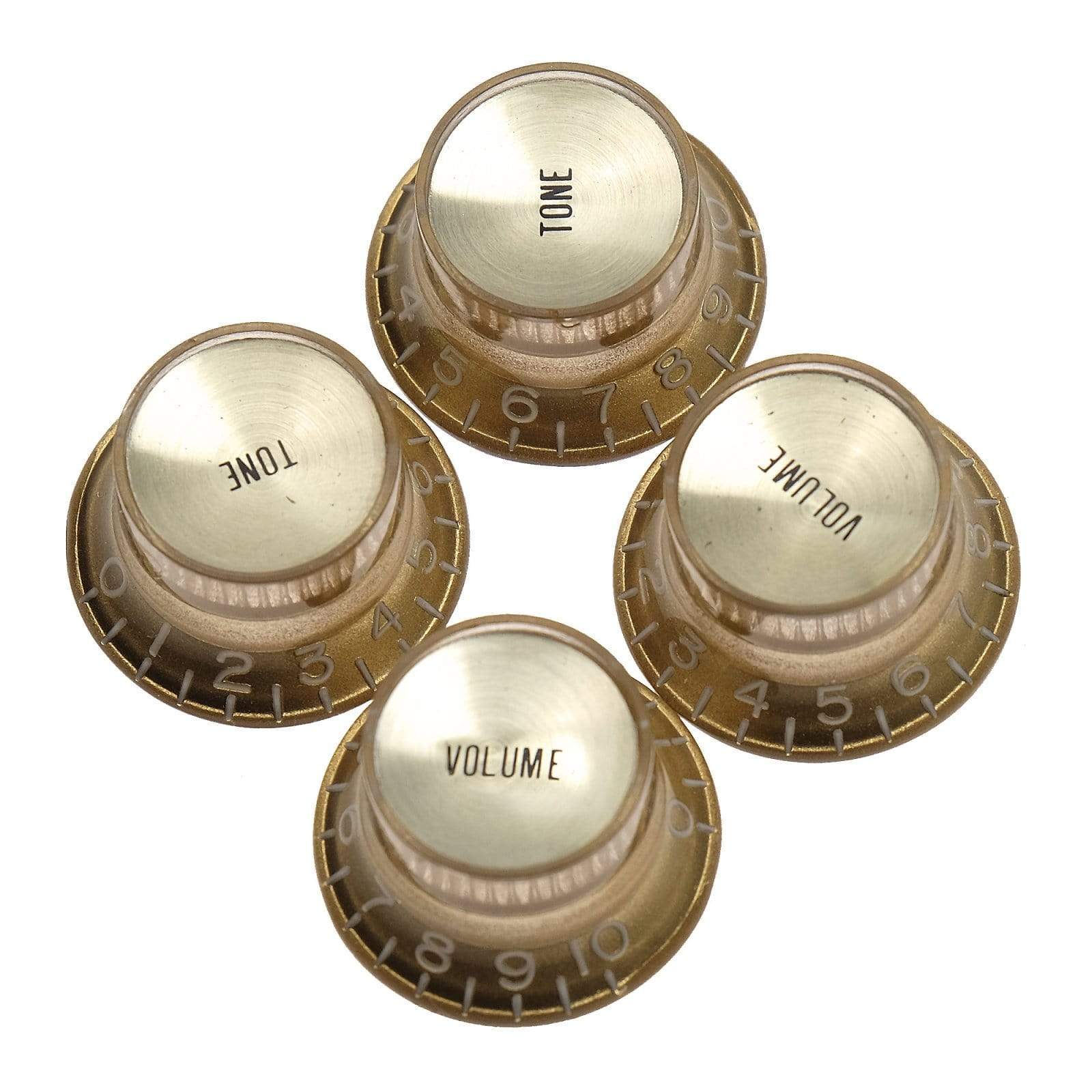 Gibson Top Hat Knobs w/ Gold Metal Insert (2 Volume, 2 Tone) - Gold Parts / Knobs
