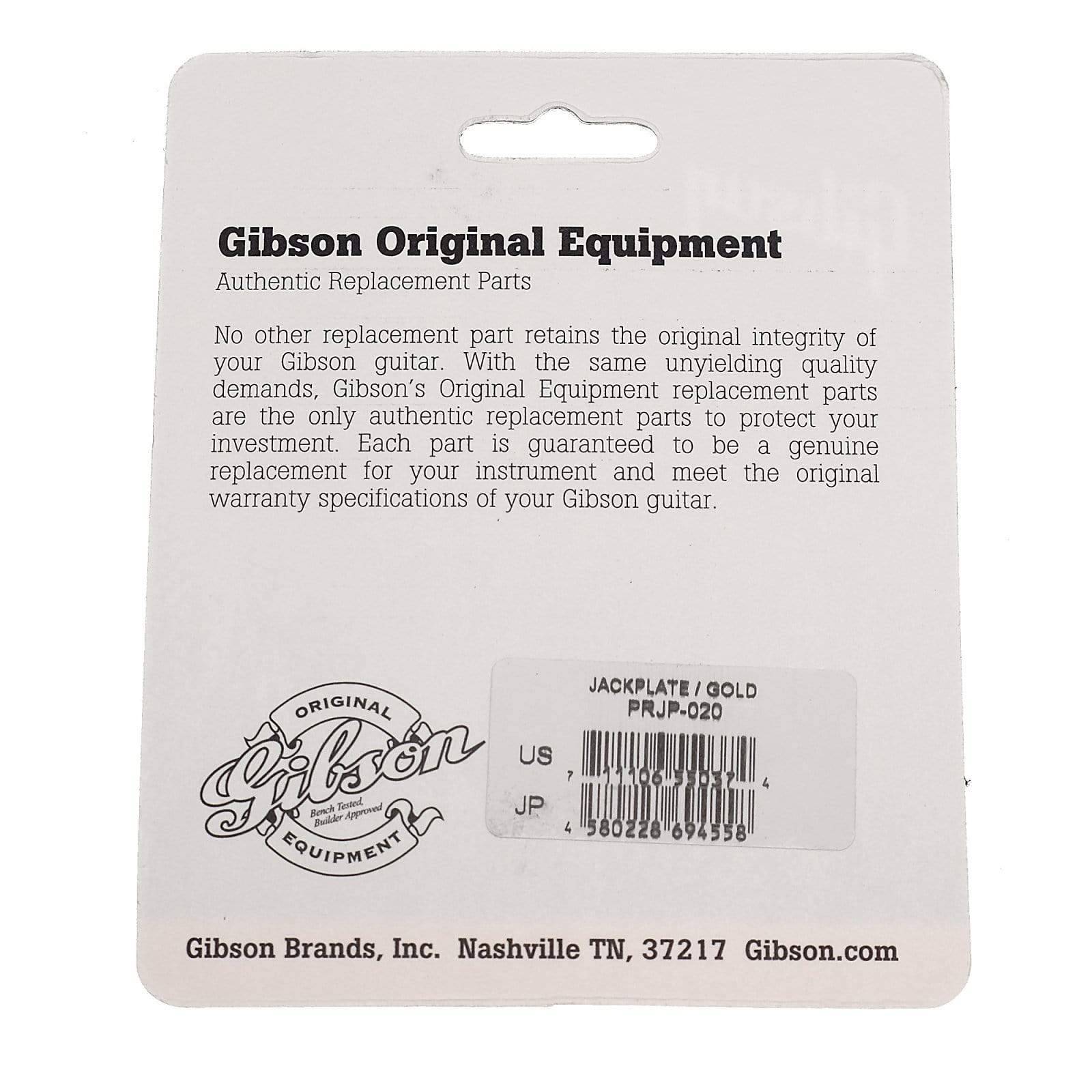Gibson Metal Jack Plate - Gold Parts / Pickguards
